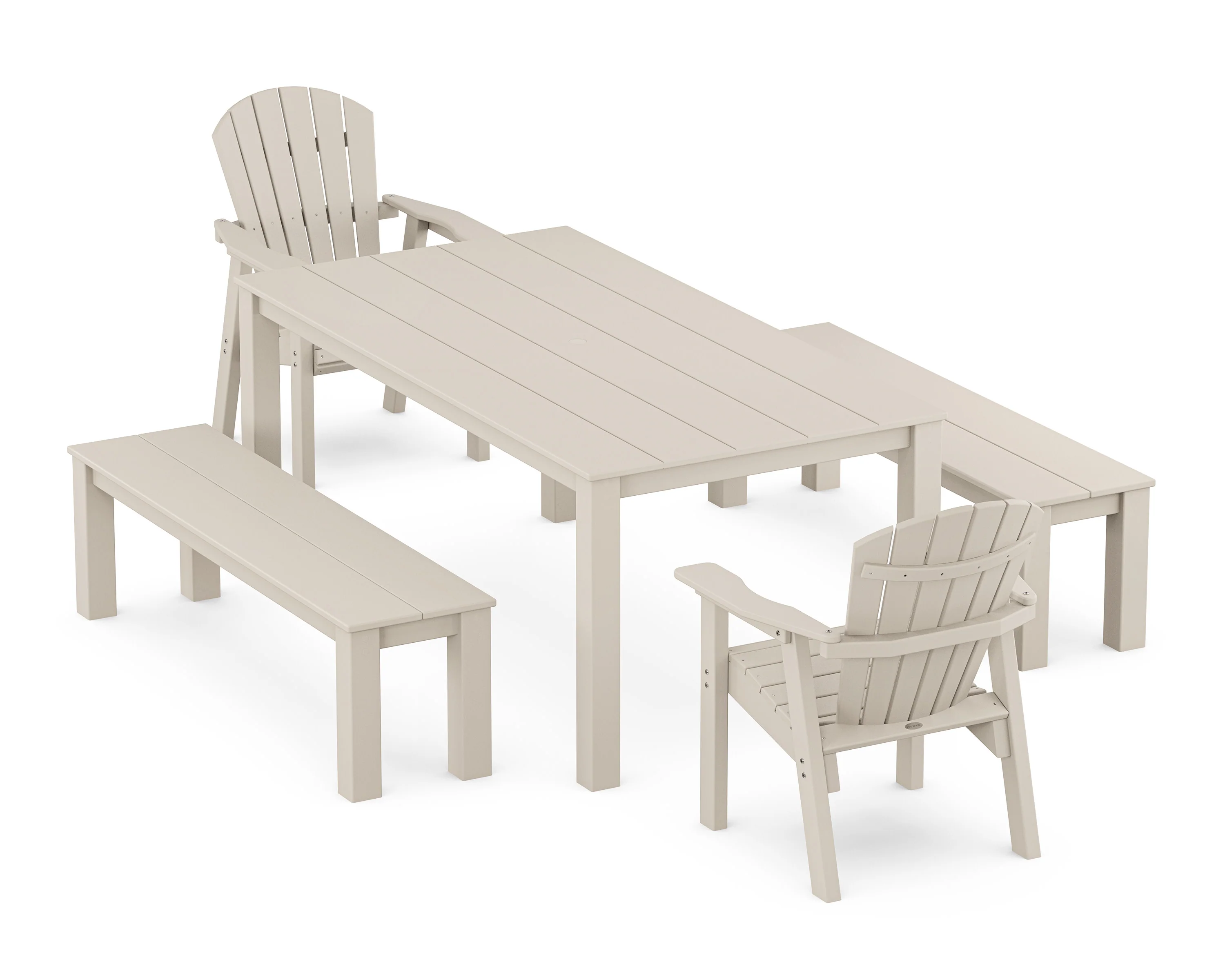 Seashell 5-Piece Parsons Dining Set with Benches - Image 5