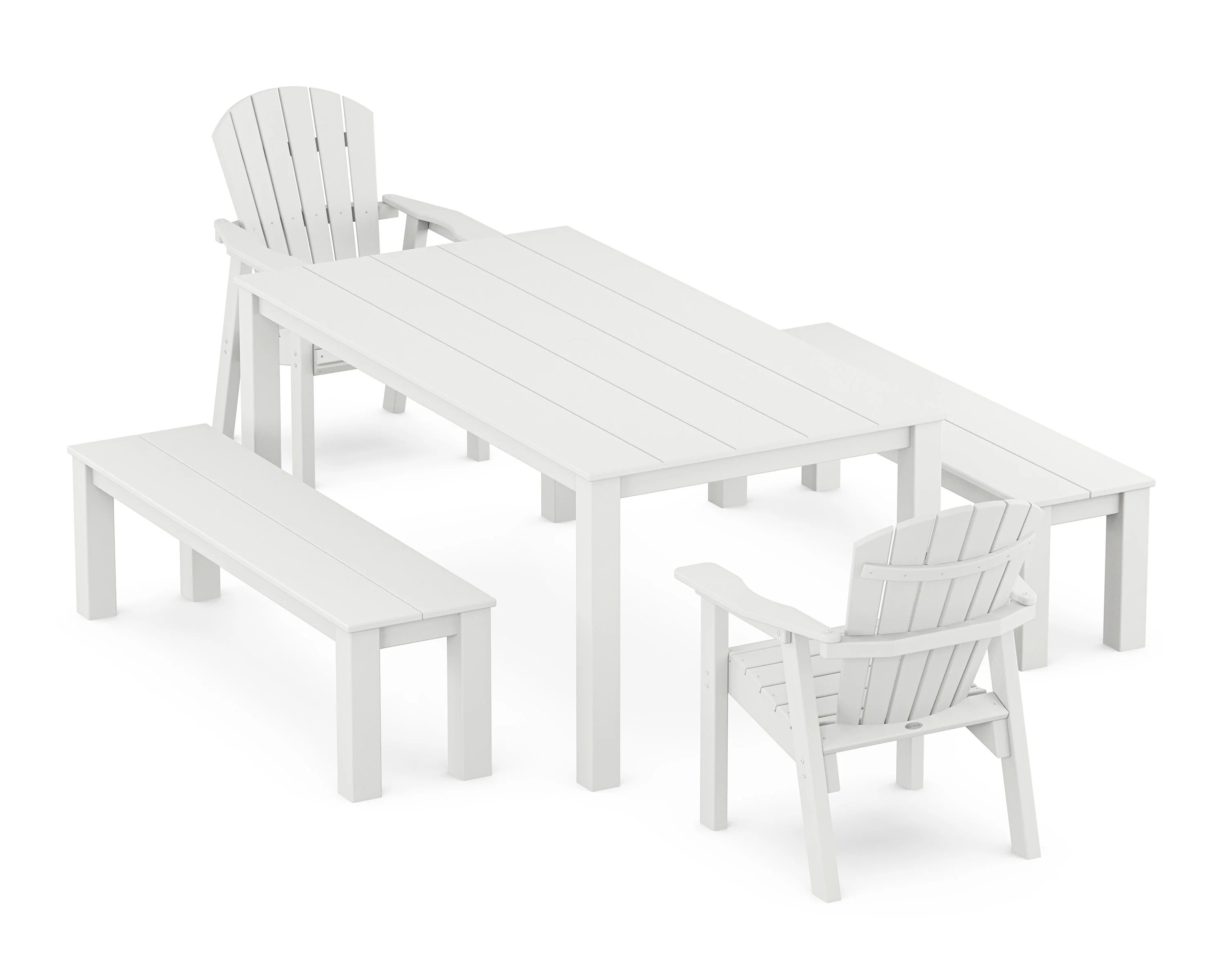 Seashell 5-Piece Parsons Dining Set with Benches - Image 6