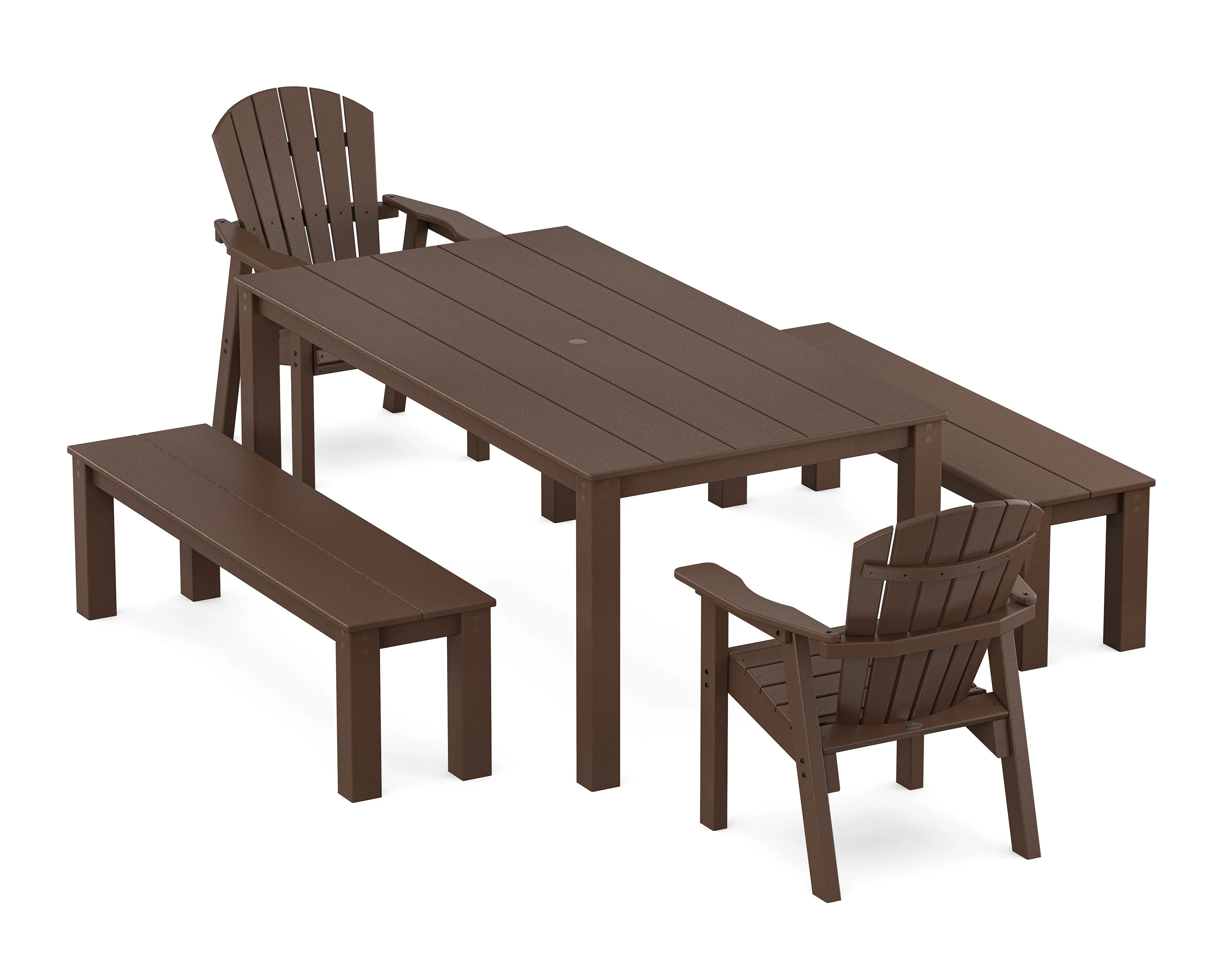 Seashell 5-Piece Parsons Dining Set with Benches - Image 8