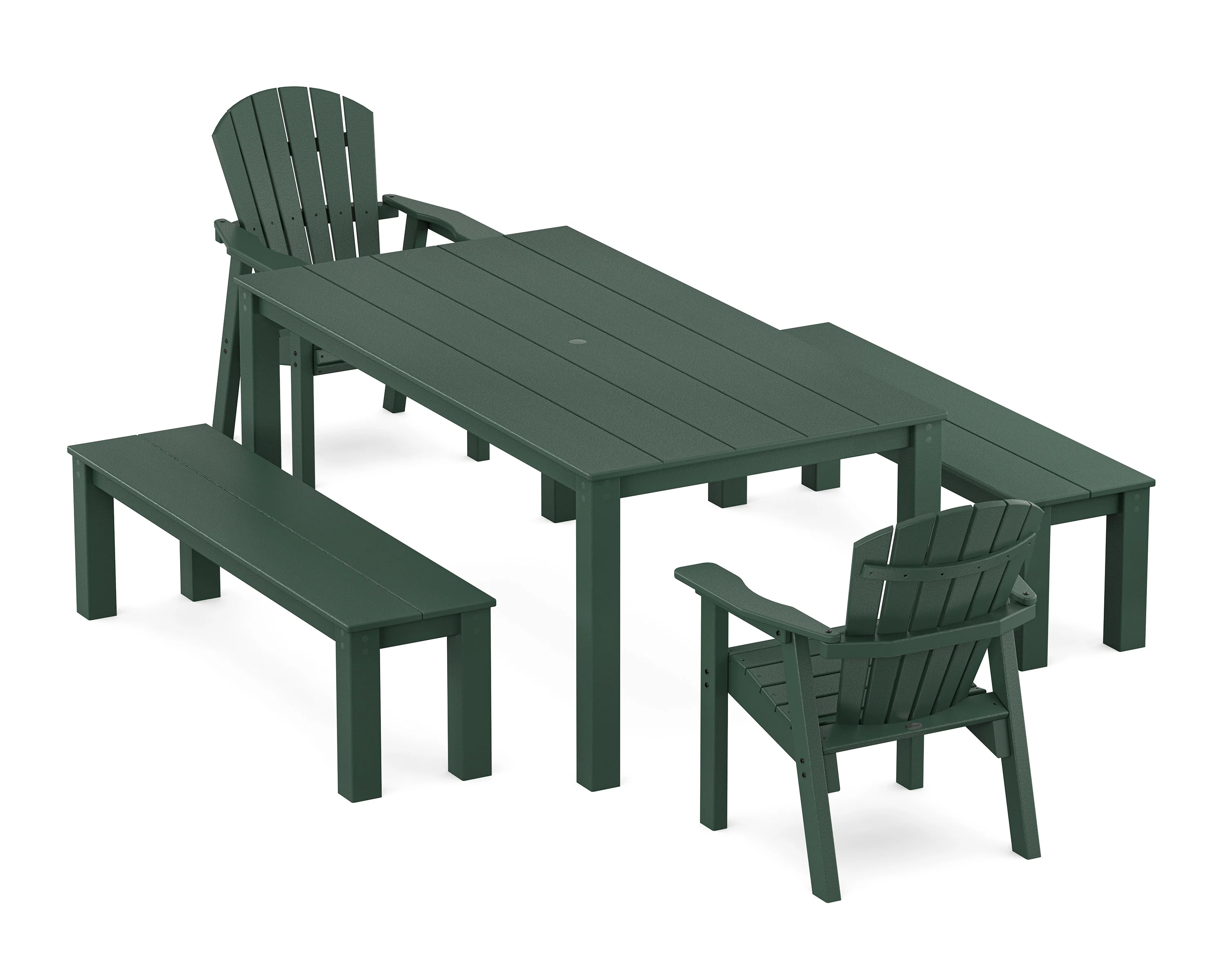 Seashell 5-Piece Parsons Dining Set with Benches - Image 9