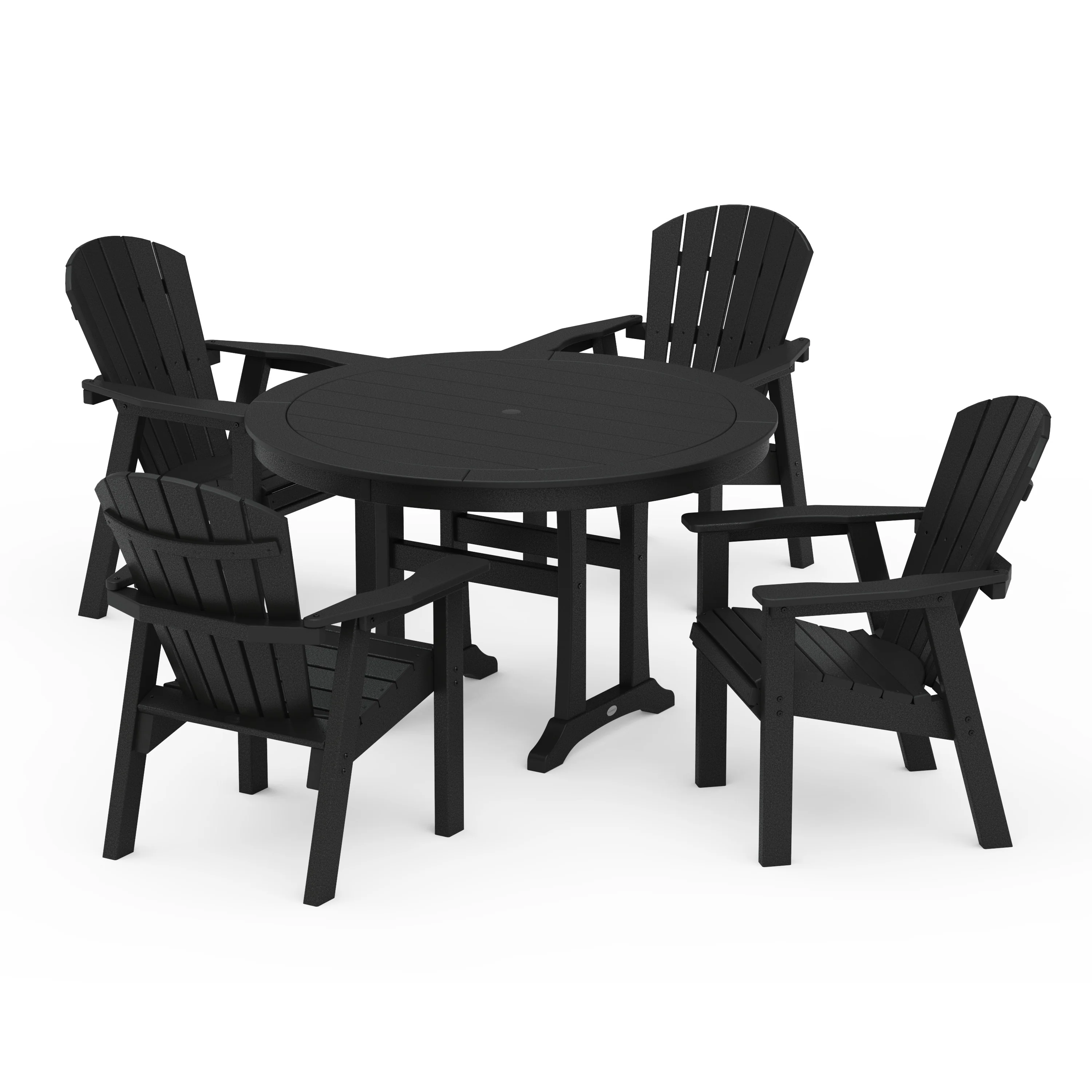Seashell 5-Piece Round Dining Set with Trestle Legs - Image 4