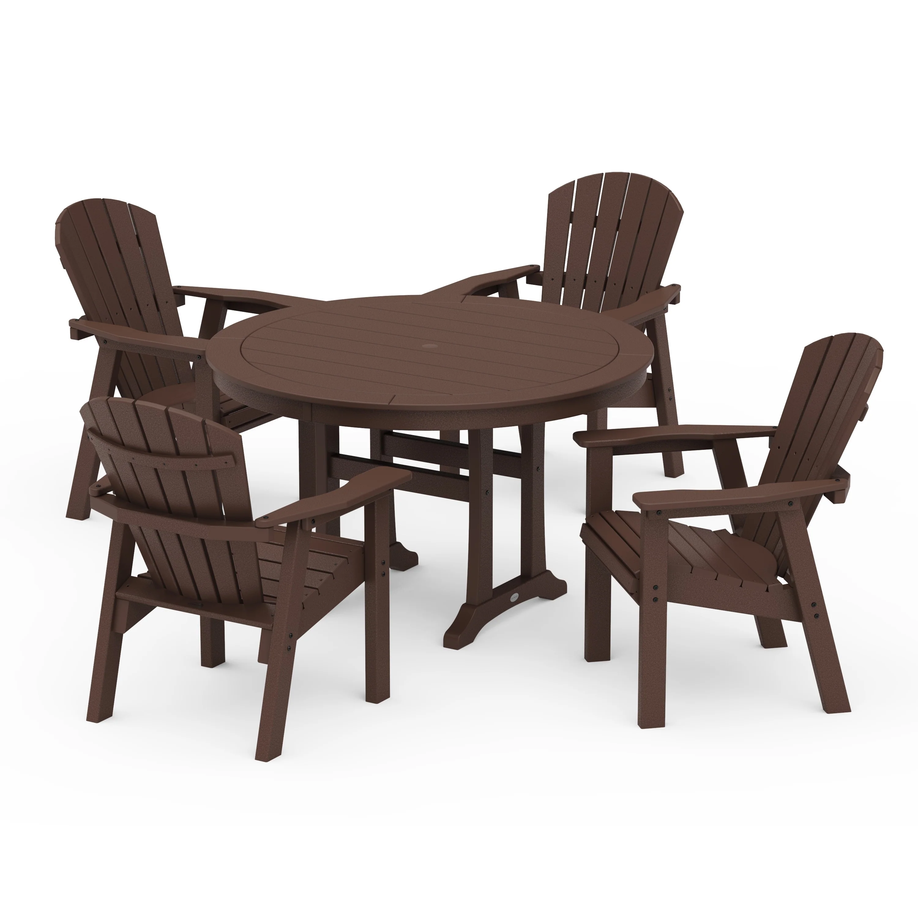 Seashell 5-Piece Round Dining Set with Trestle Legs - Image 5