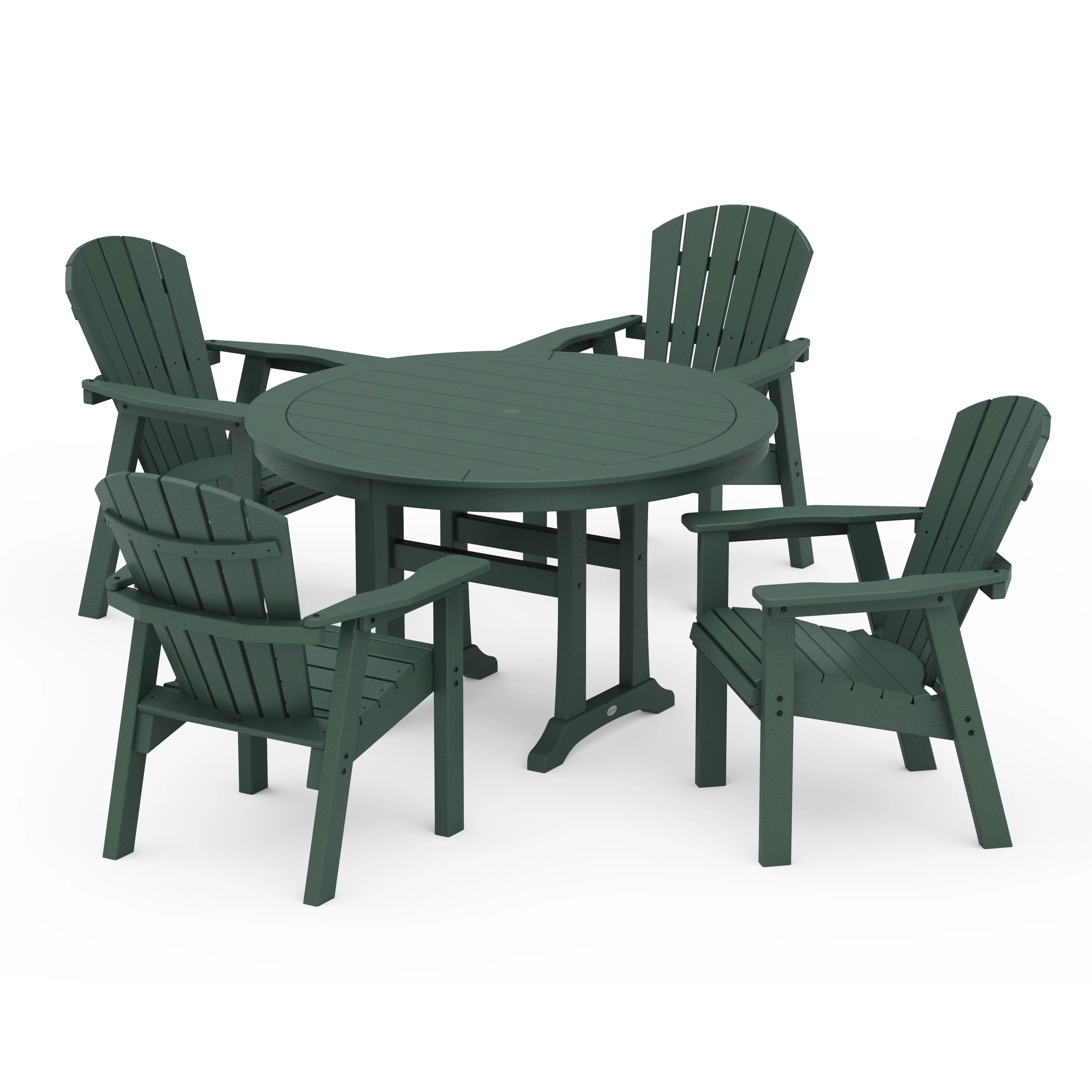 Seashell 5-Piece Round Dining Set with Trestle Legs - Image 6