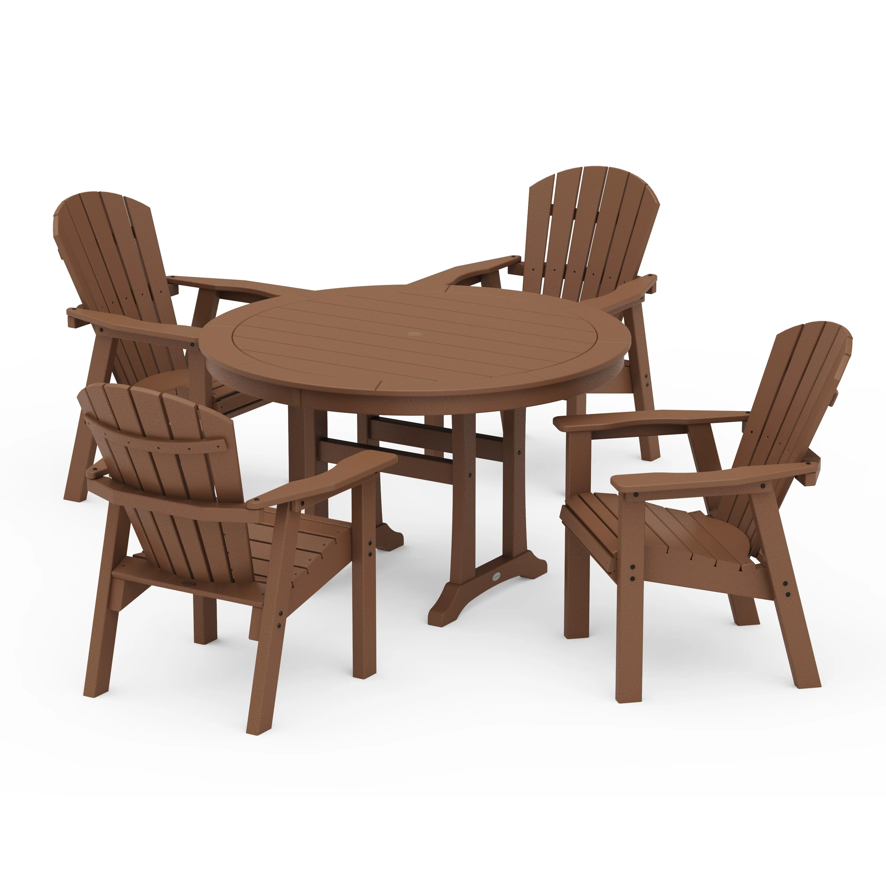 Seashell 5-Piece Round Dining Set with Trestle Legs - Image 7