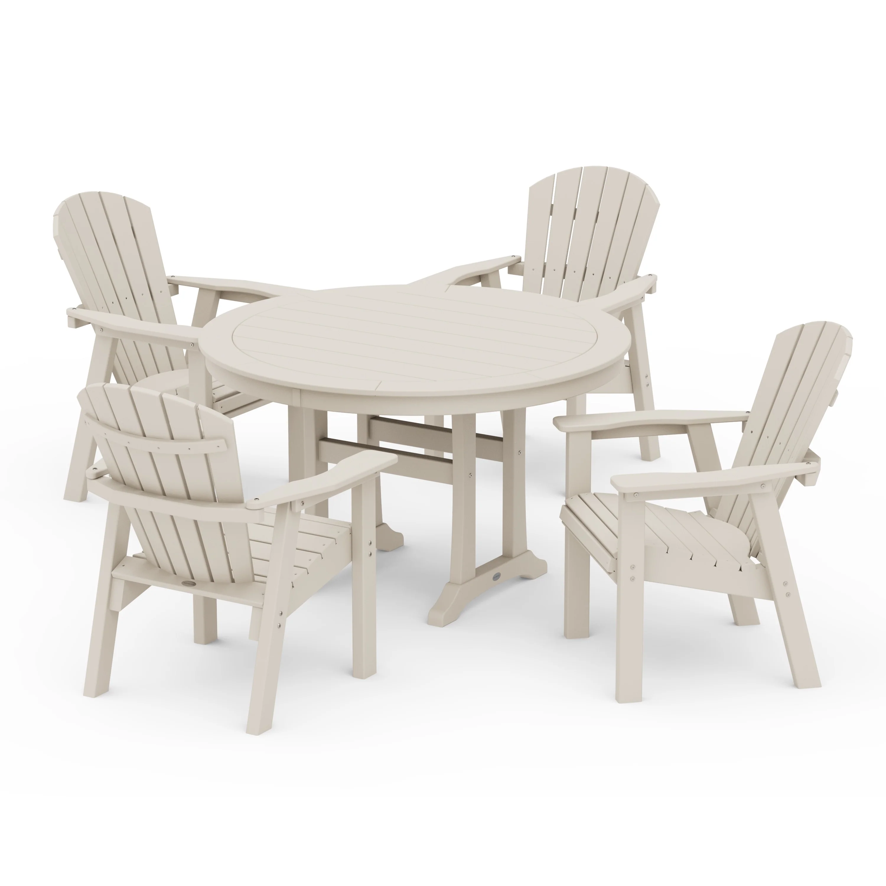 Seashell 5-Piece Round Dining Set with Trestle Legs - Image 8