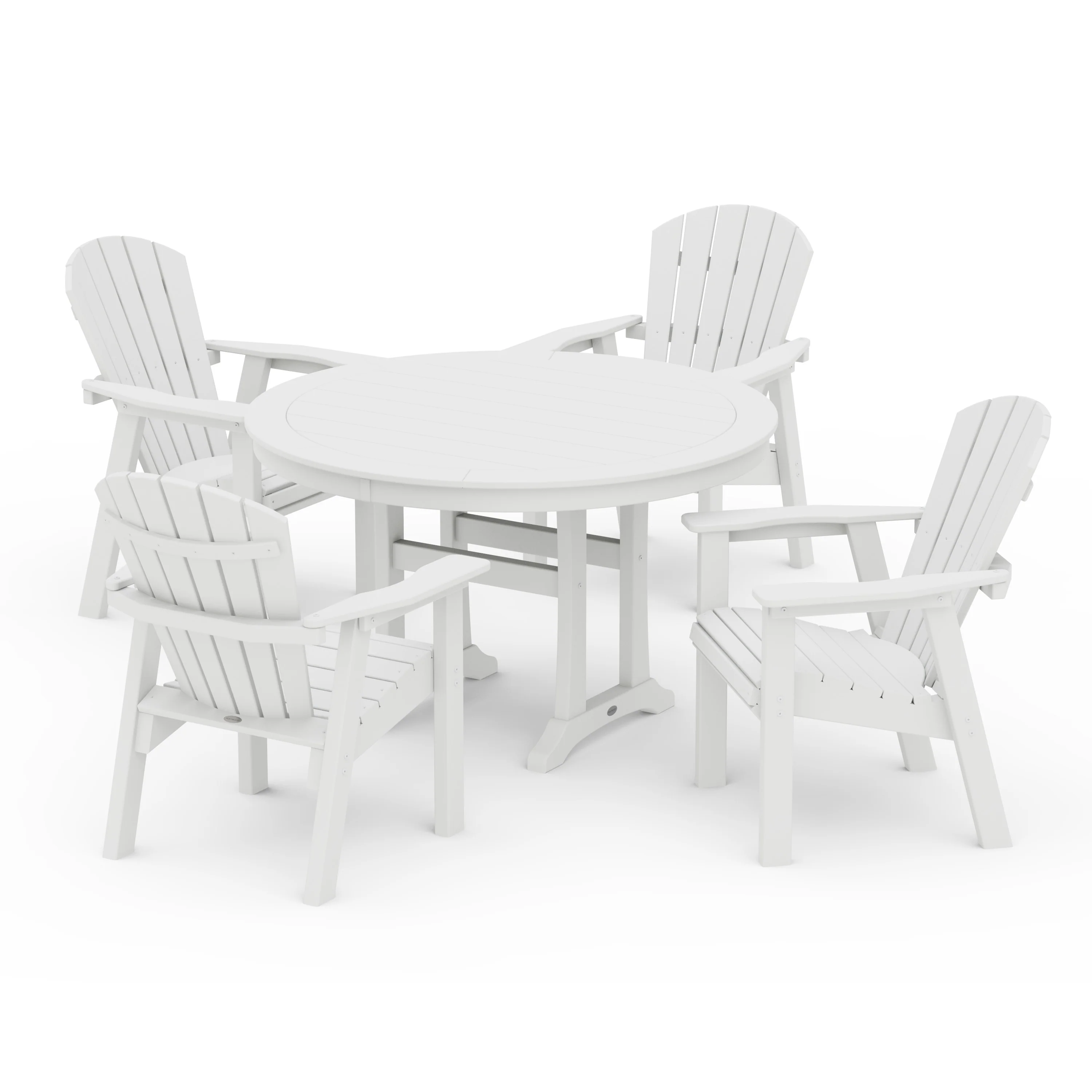 Seashell 5-Piece Round Dining Set with Trestle Legs - Image 9