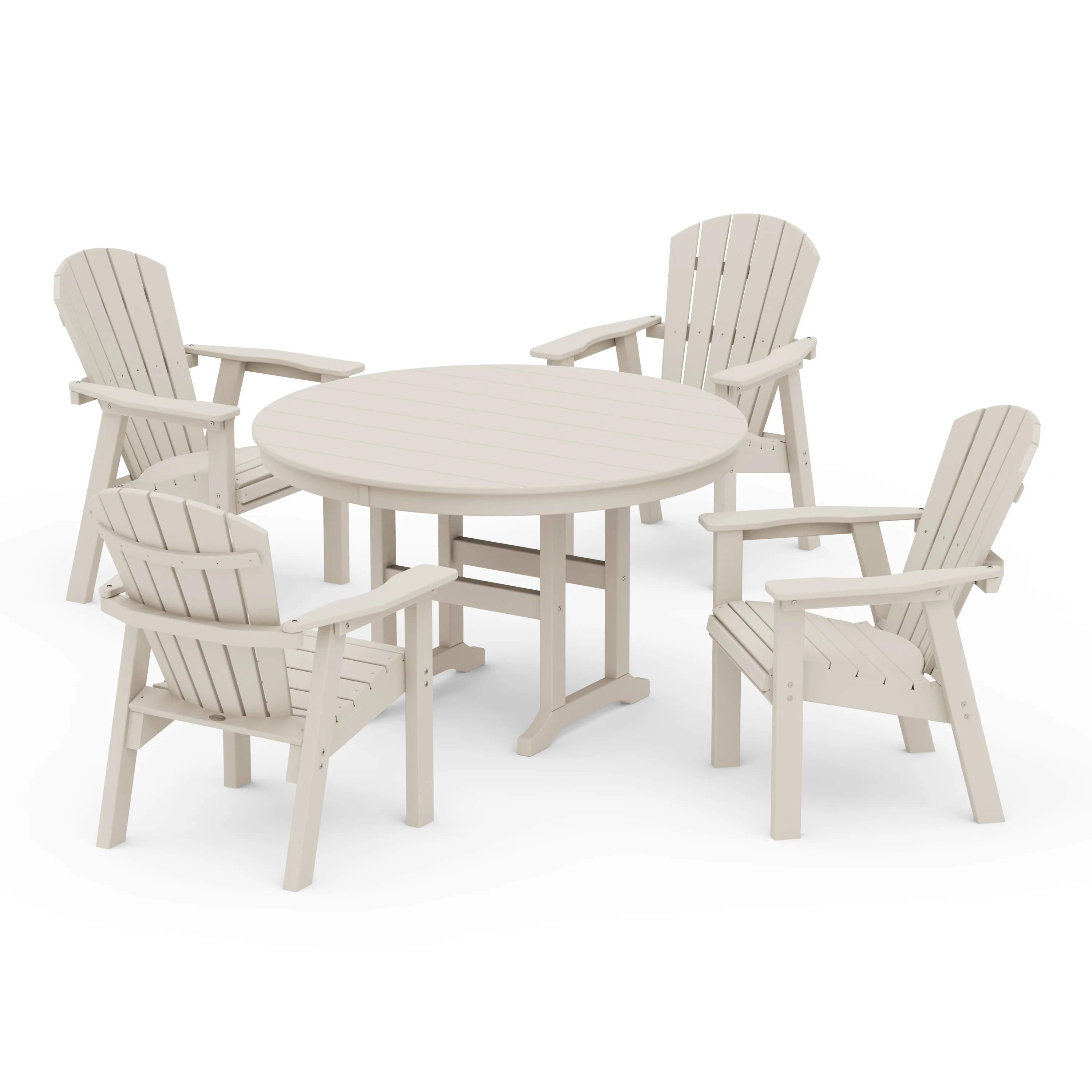 Seashell 5-Piece Round Farmhouse Dining Set - Image 4