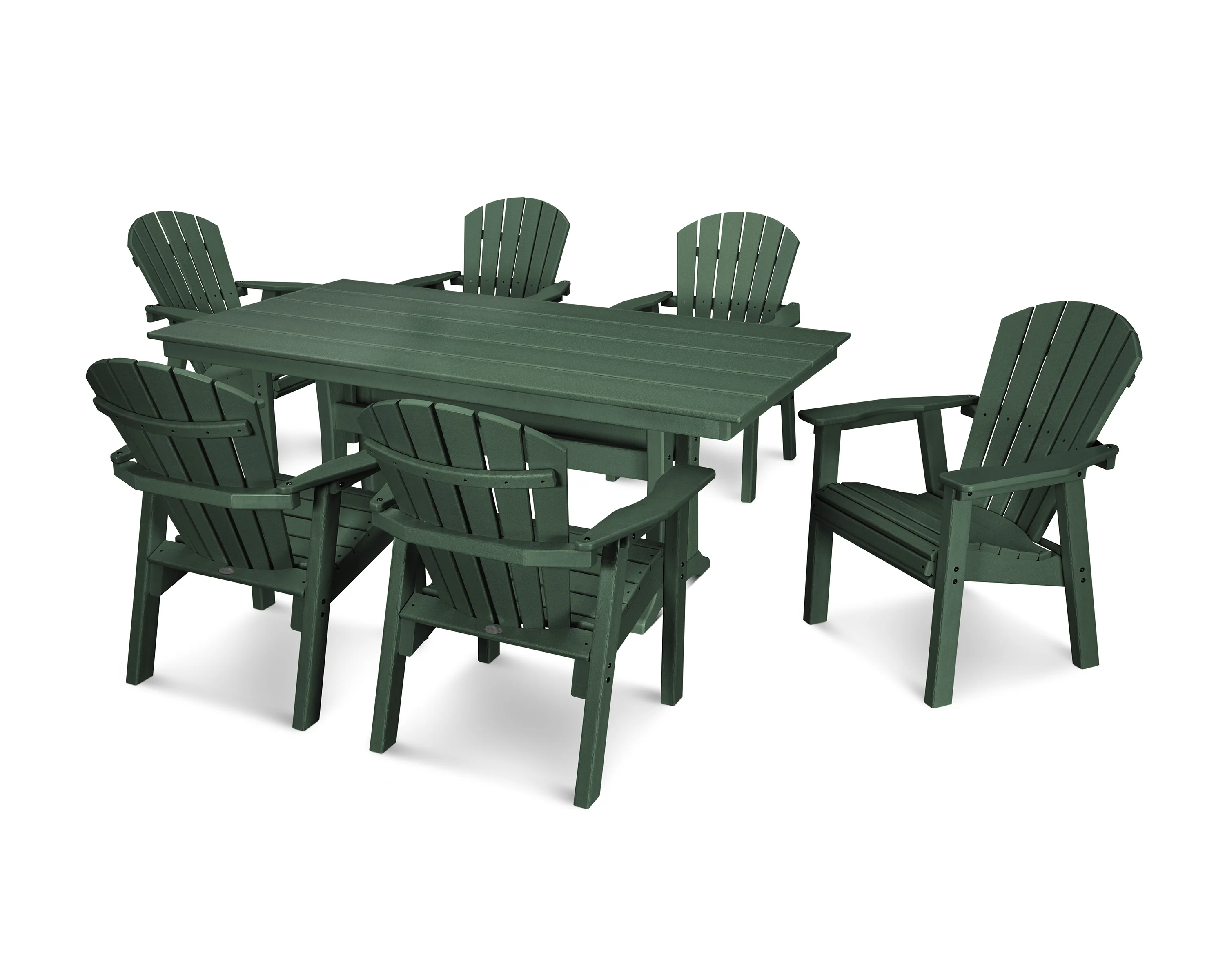 Seashell 7-Piece Farmhouse Dining Set with Trestle Legs - Image 4