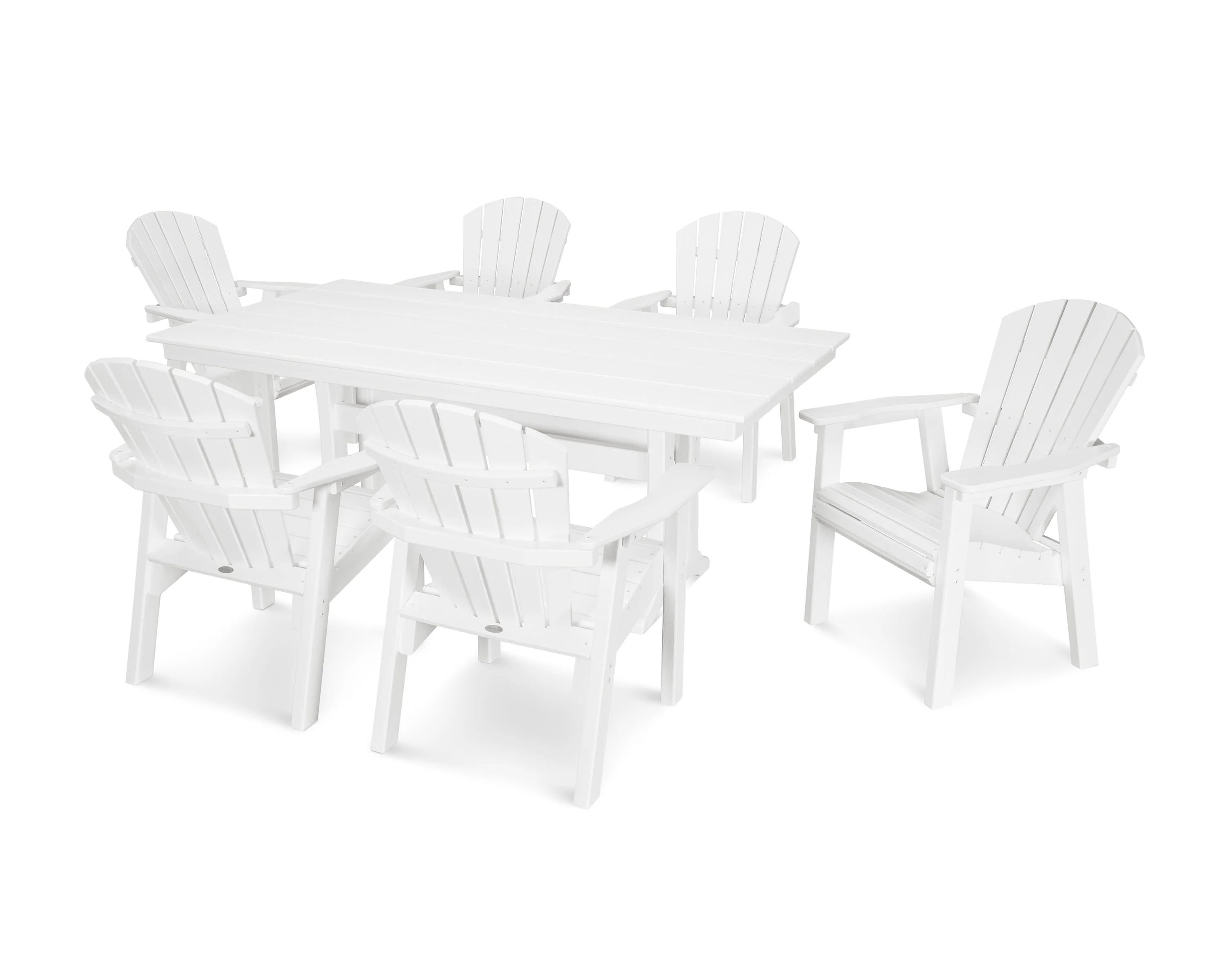 Seashell 7-Piece Farmhouse Dining Set with Trestle Legs - Image 5