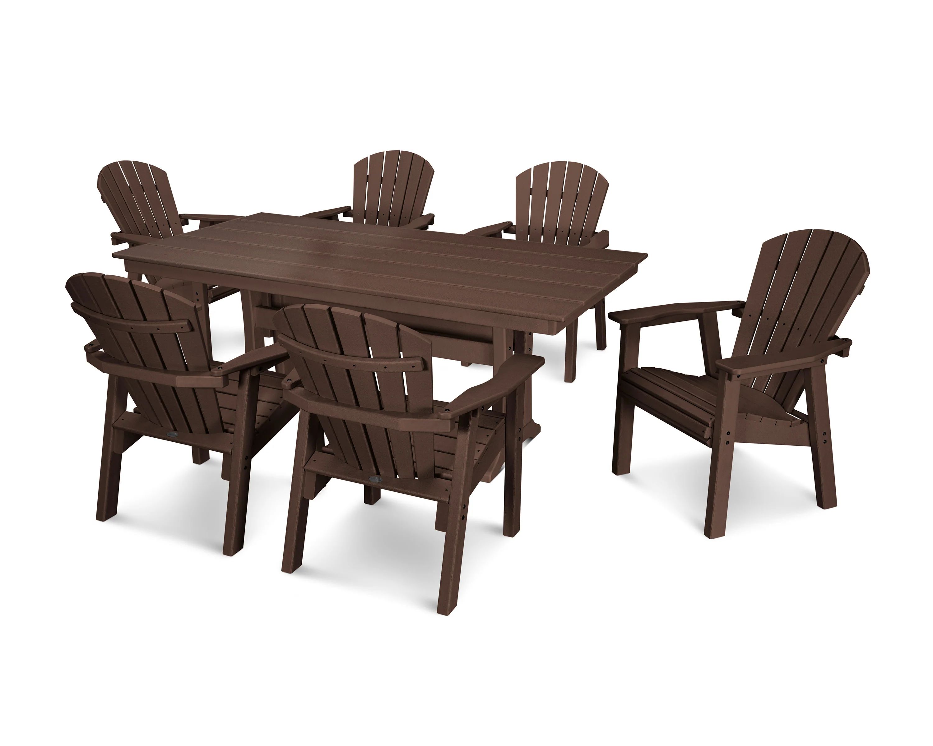 Seashell 7-Piece Farmhouse Dining Set with Trestle Legs - Image 6