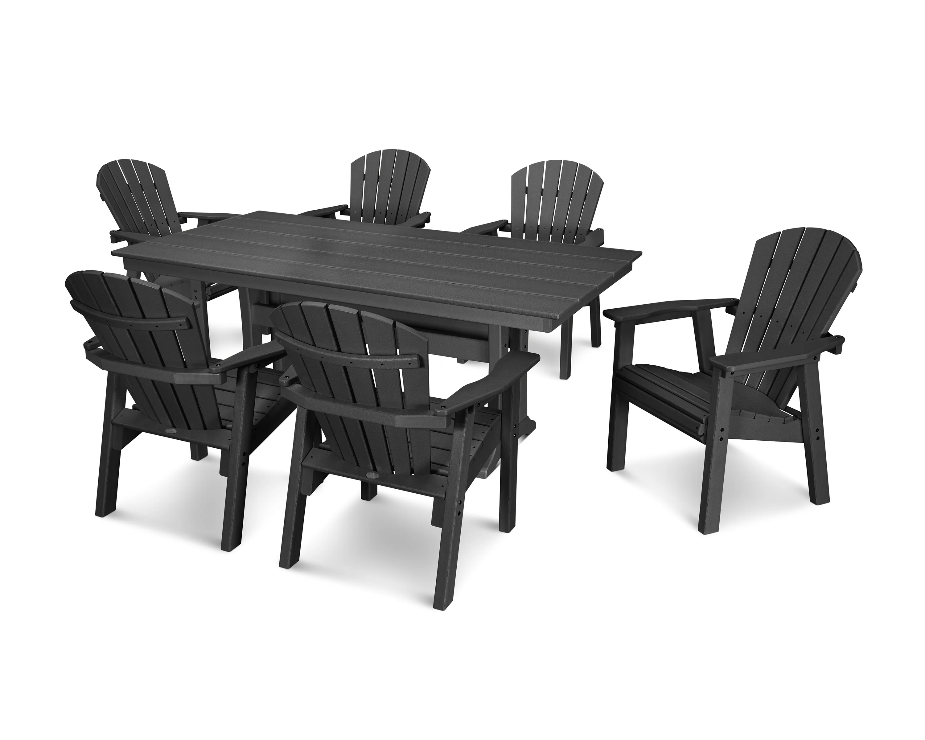 Seashell 7-Piece Farmhouse Dining Set with Trestle Legs - Image 9