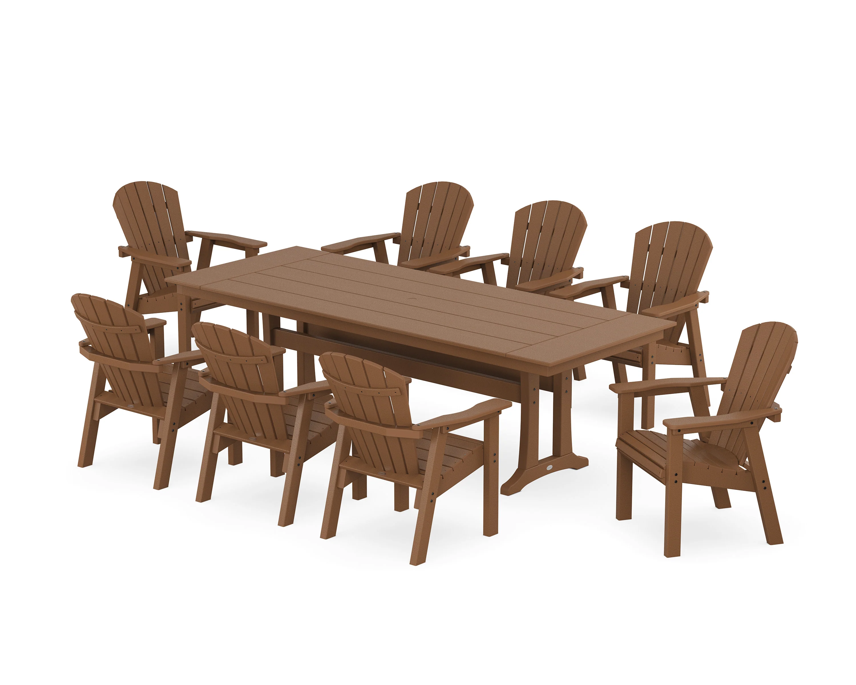 Seashell 9-Piece Farmhouse Dining Set with Trestle Legs - Image 4