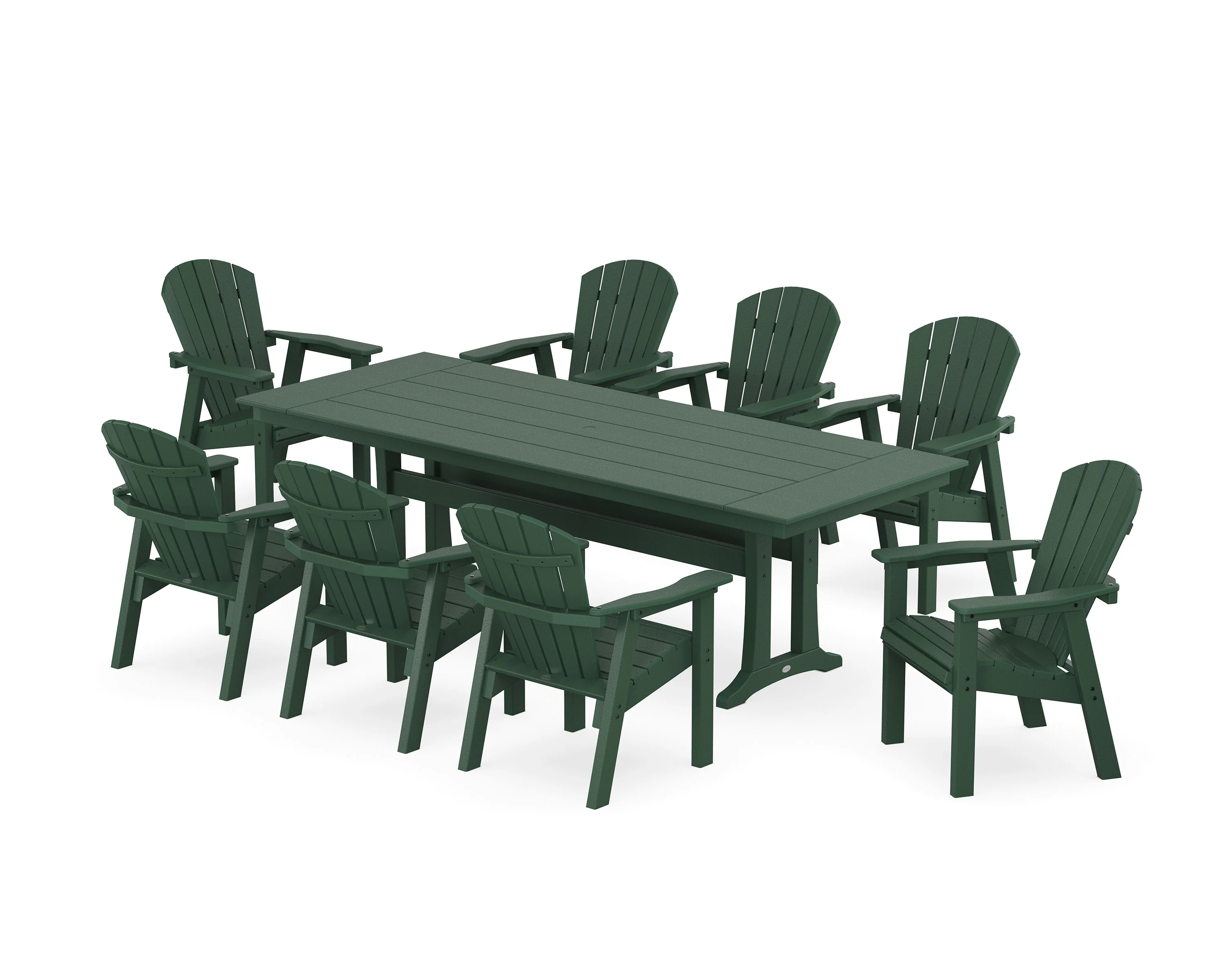Seashell 9-Piece Farmhouse Dining Set with Trestle Legs - Image 5