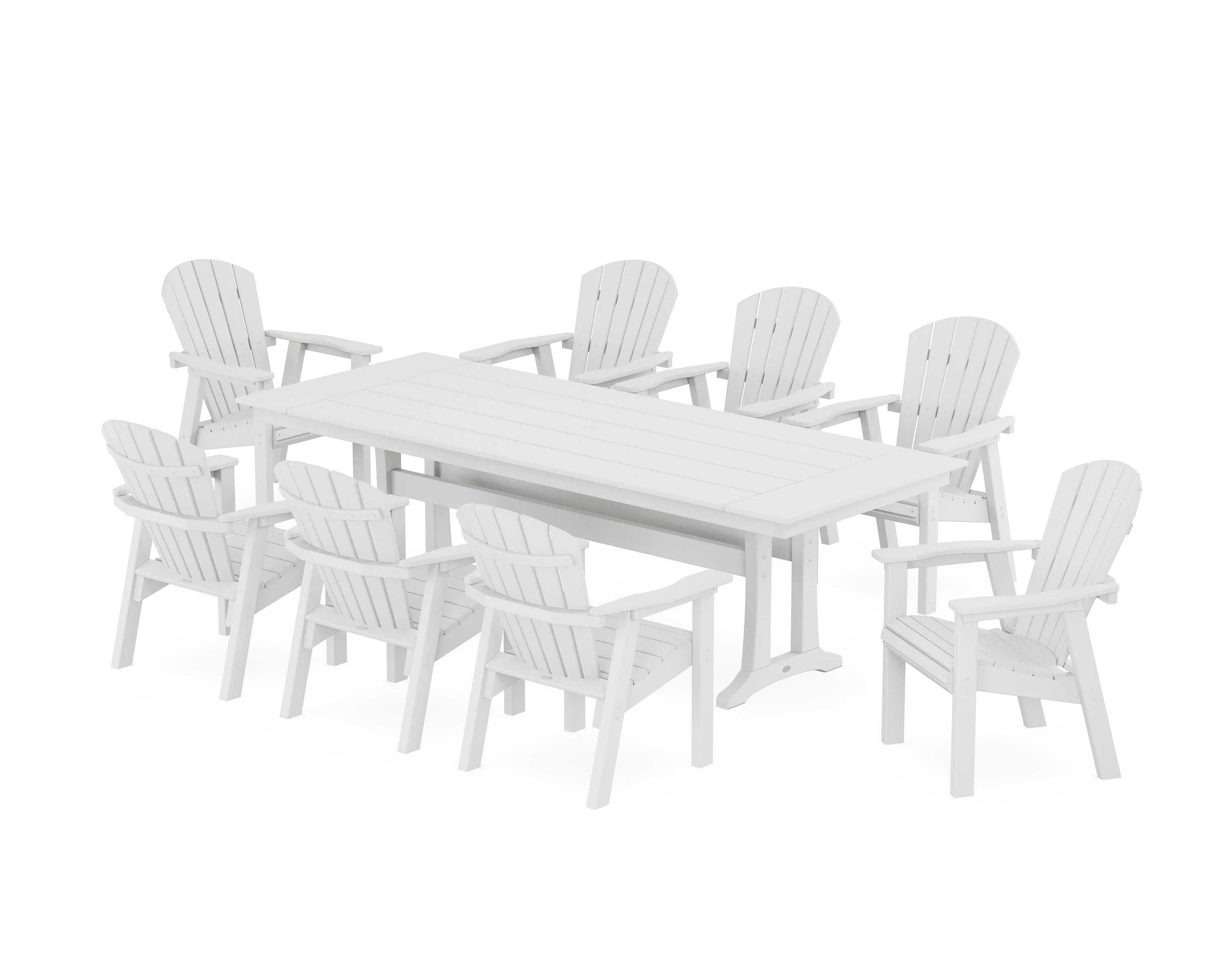 Seashell 9-Piece Farmhouse Dining Set with Trestle Legs - Image 9