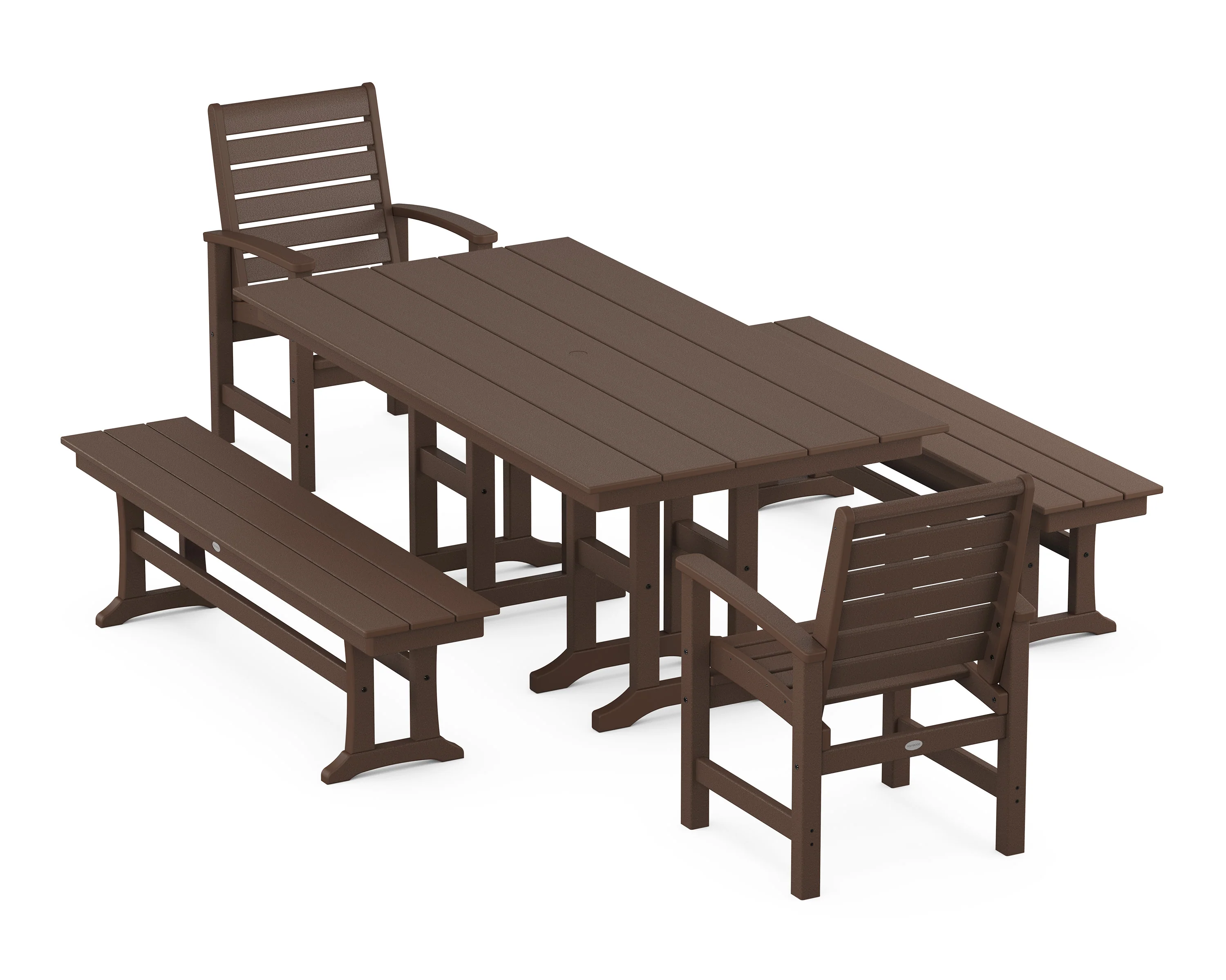 Signature 5-Piece Farmhouse Dining Set with Benches - Image 4