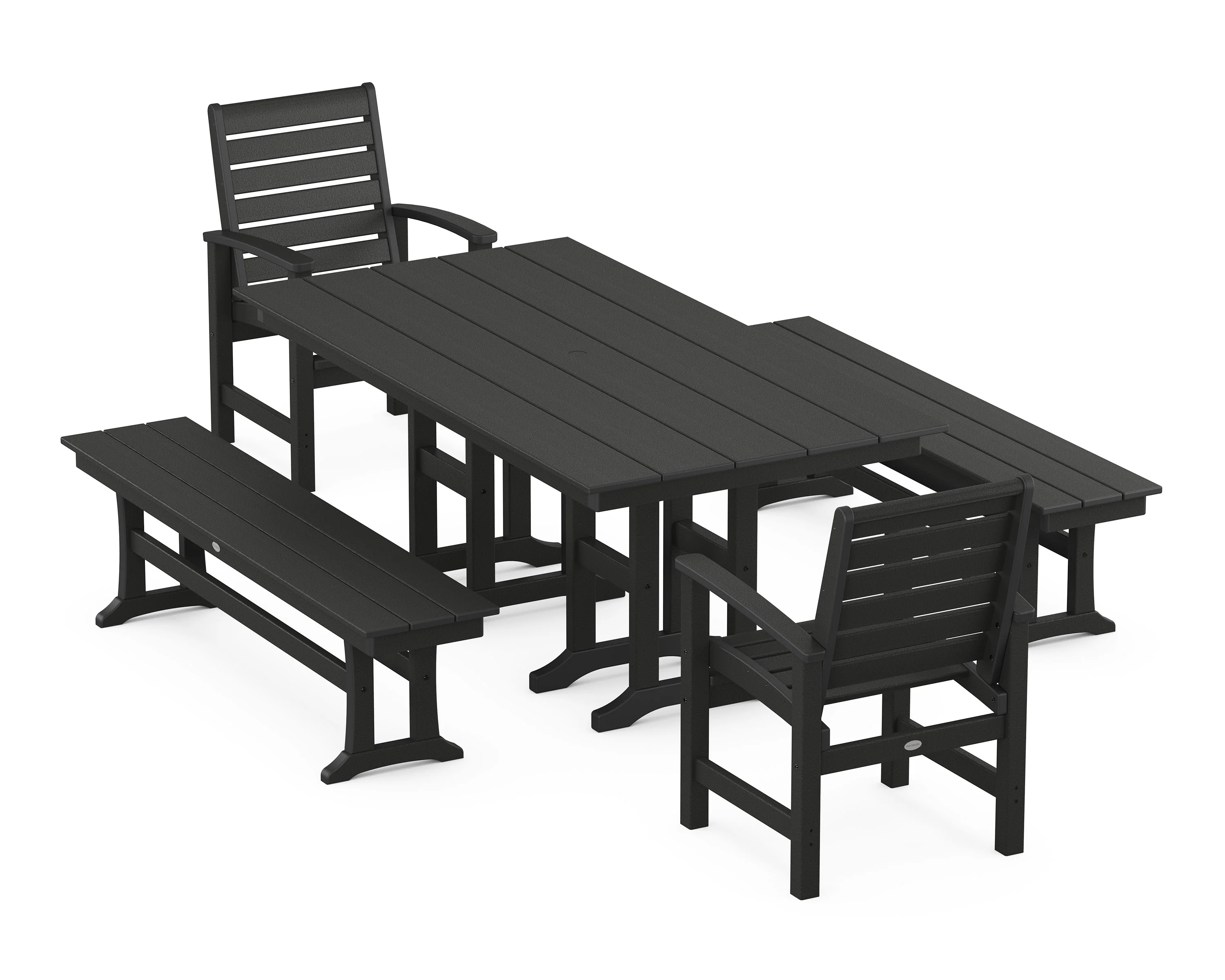 Signature 5-Piece Farmhouse Dining Set with Benches - Image 5