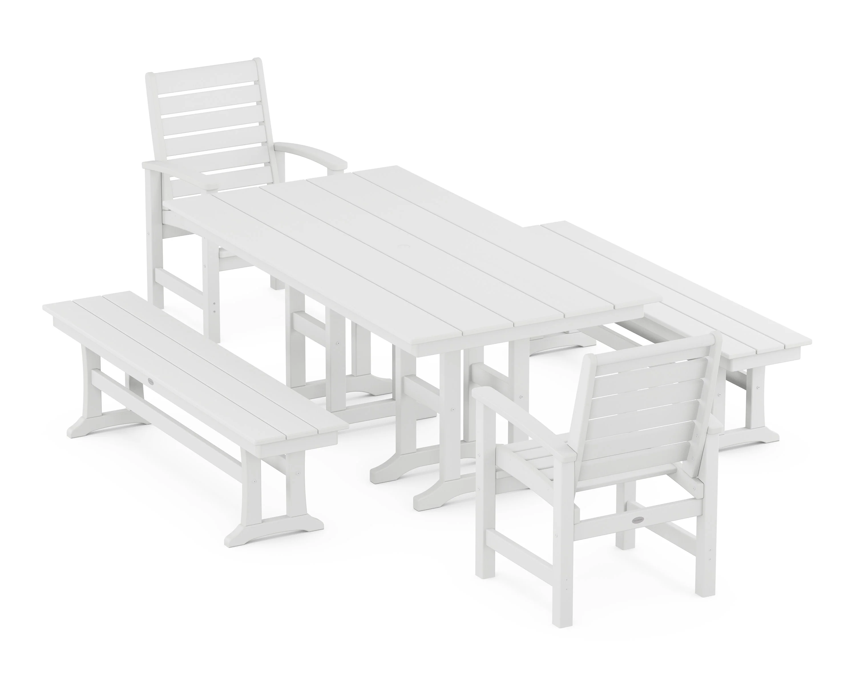 Signature 5-Piece Farmhouse Dining Set with Benches - Image 6