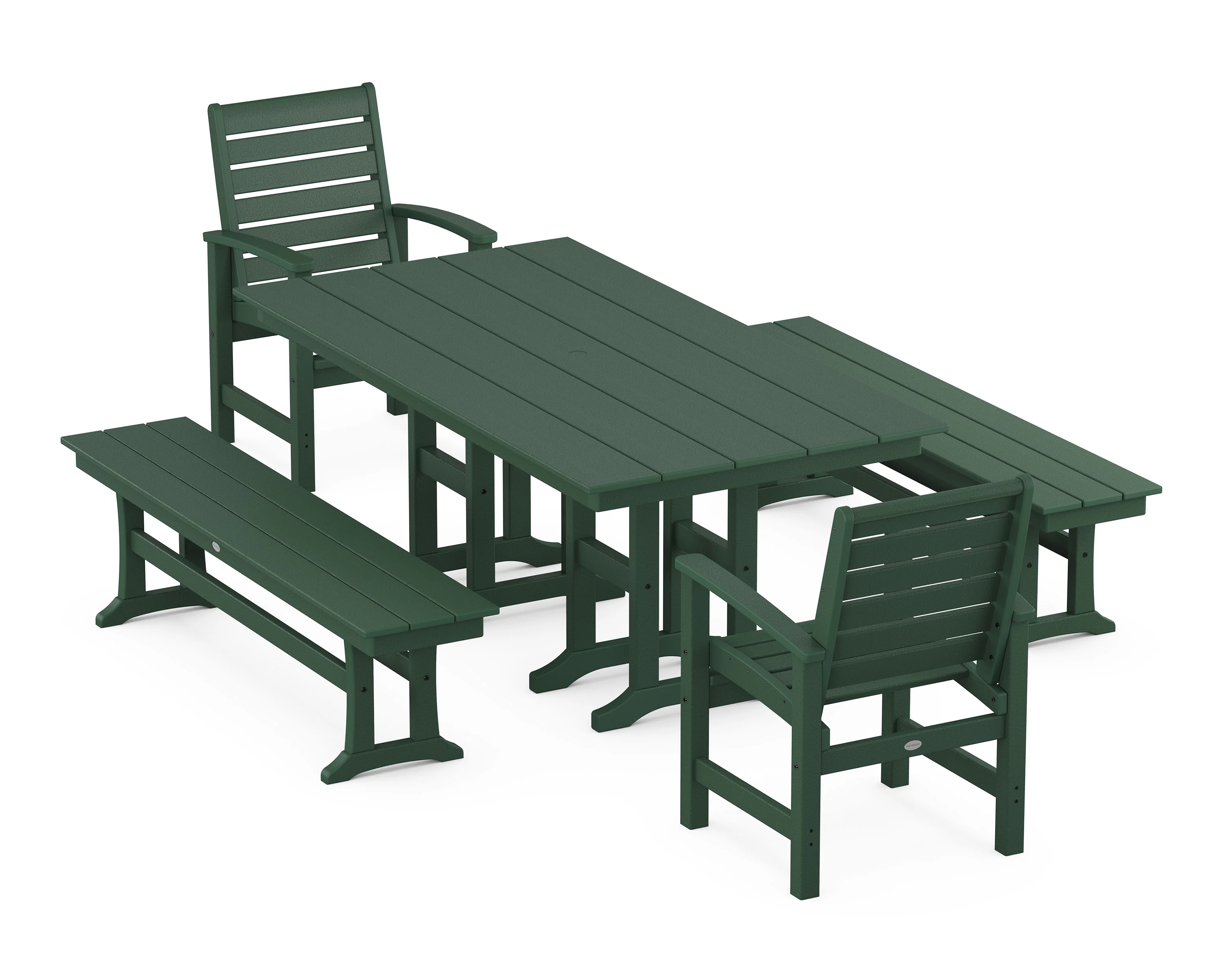 Signature 5-Piece Farmhouse Dining Set with Benches - Image 7