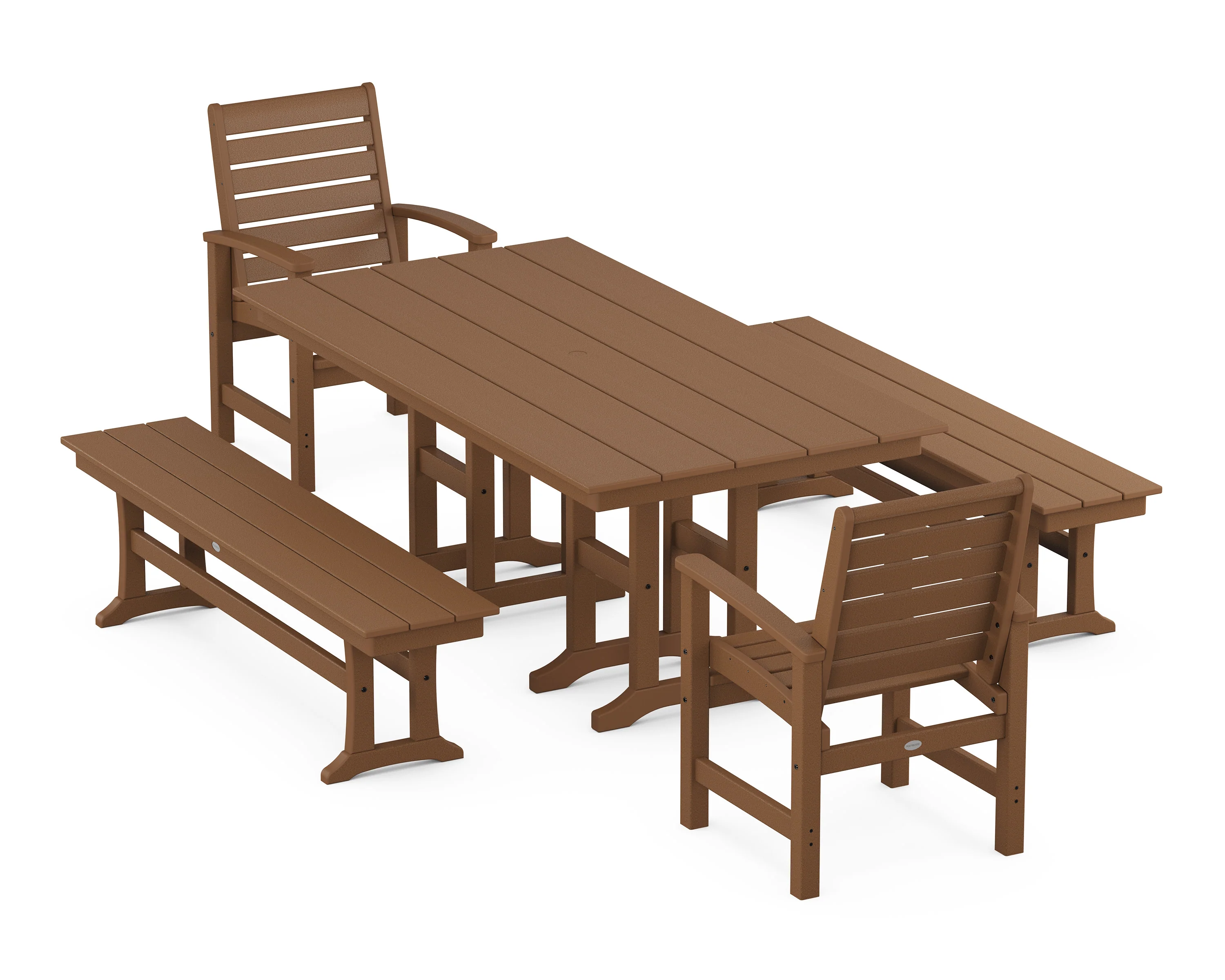 Signature 5-Piece Farmhouse Dining Set with Benches - Image 8
