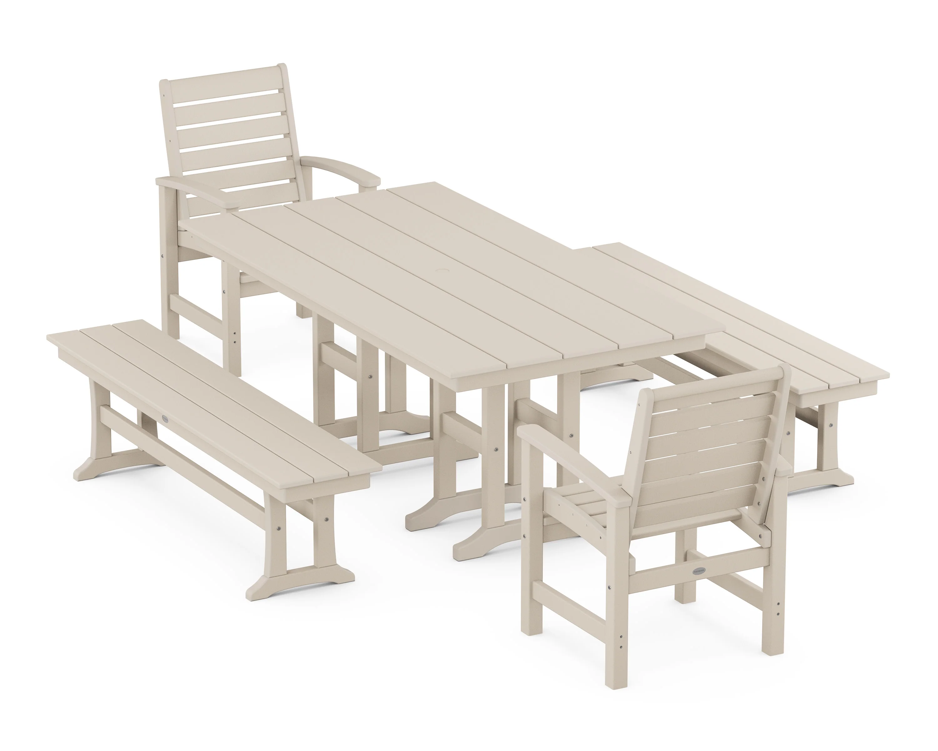 Signature 5-Piece Farmhouse Dining Set with Benches - Image 9