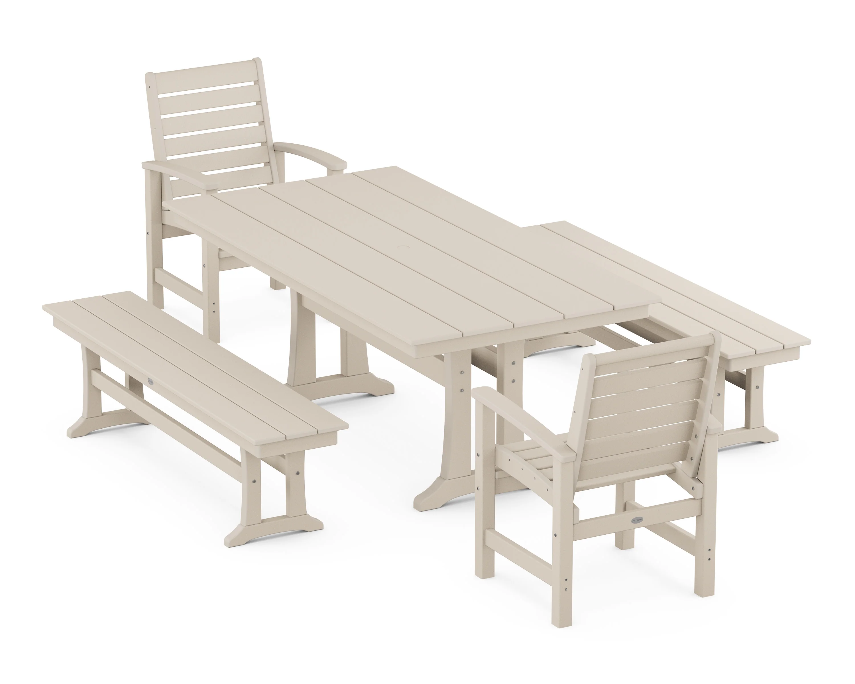 Signature 5-Piece Farmhouse Dining Set With Trestle Legs - Image 7