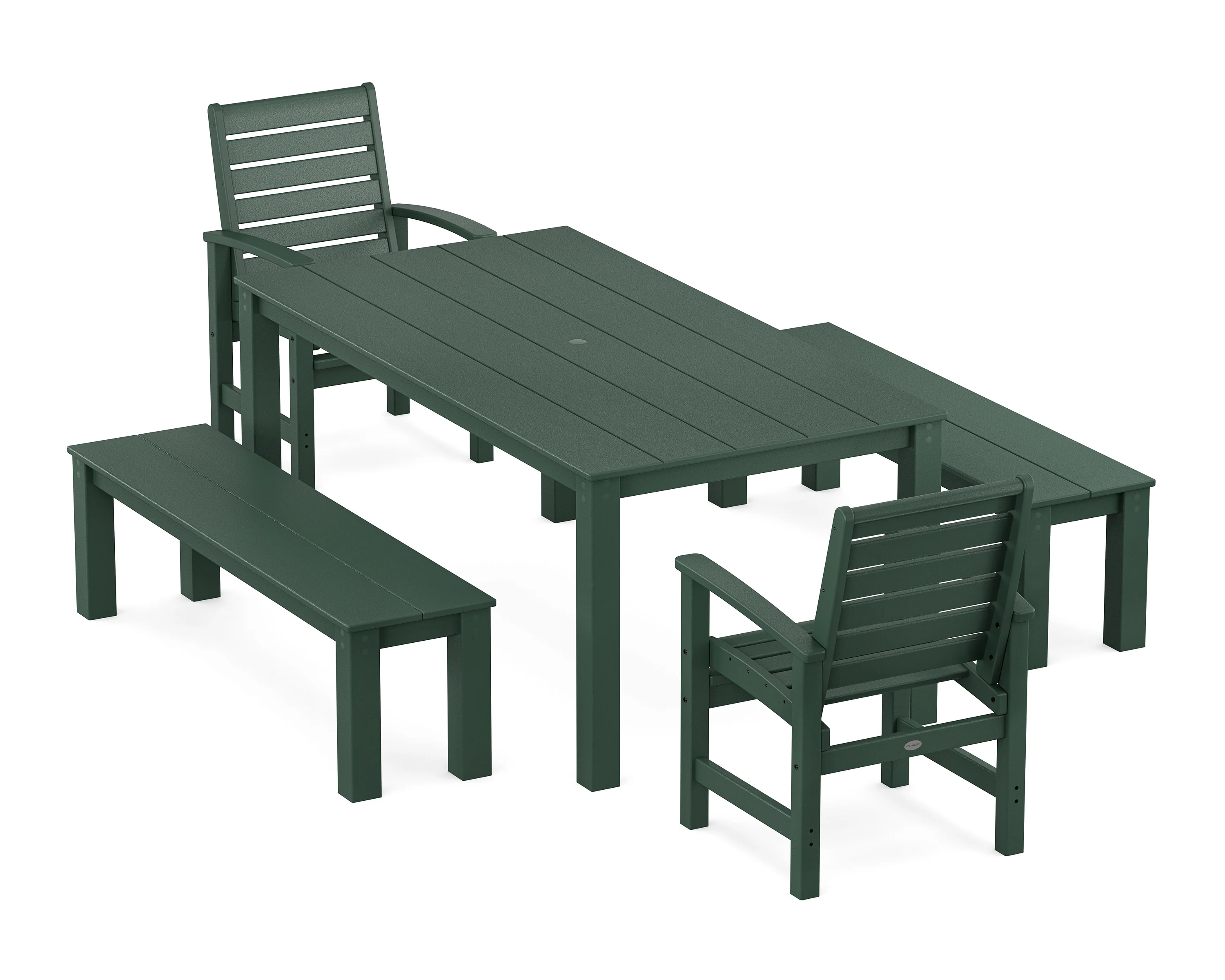 Signature 5-Piece Parsons Dining Set with Benches - Image 4