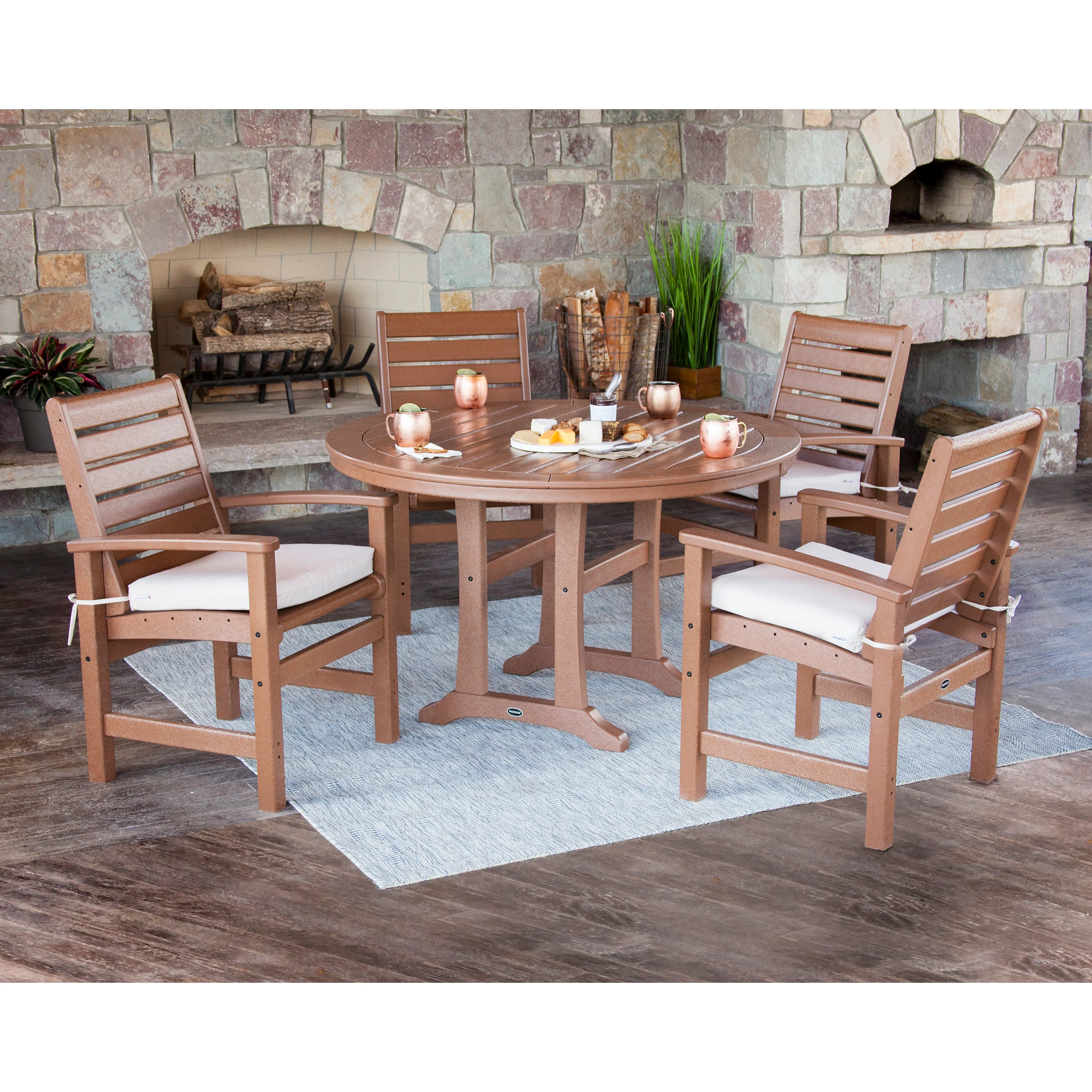 Signature 5-Piece Round Dining Set with Trestle Legs - Image 3