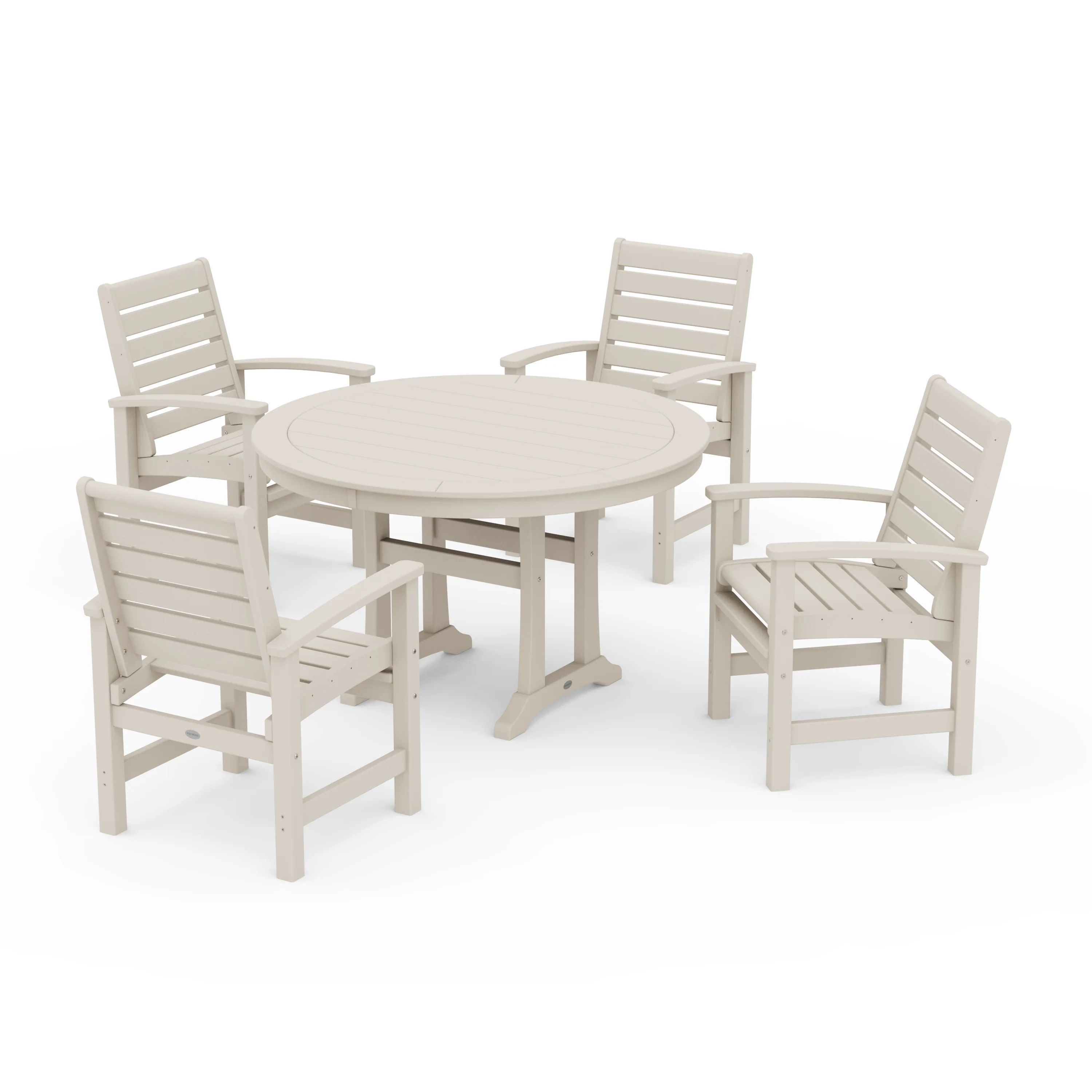 Signature 5-Piece Round Dining Set with Trestle Legs - Image 9