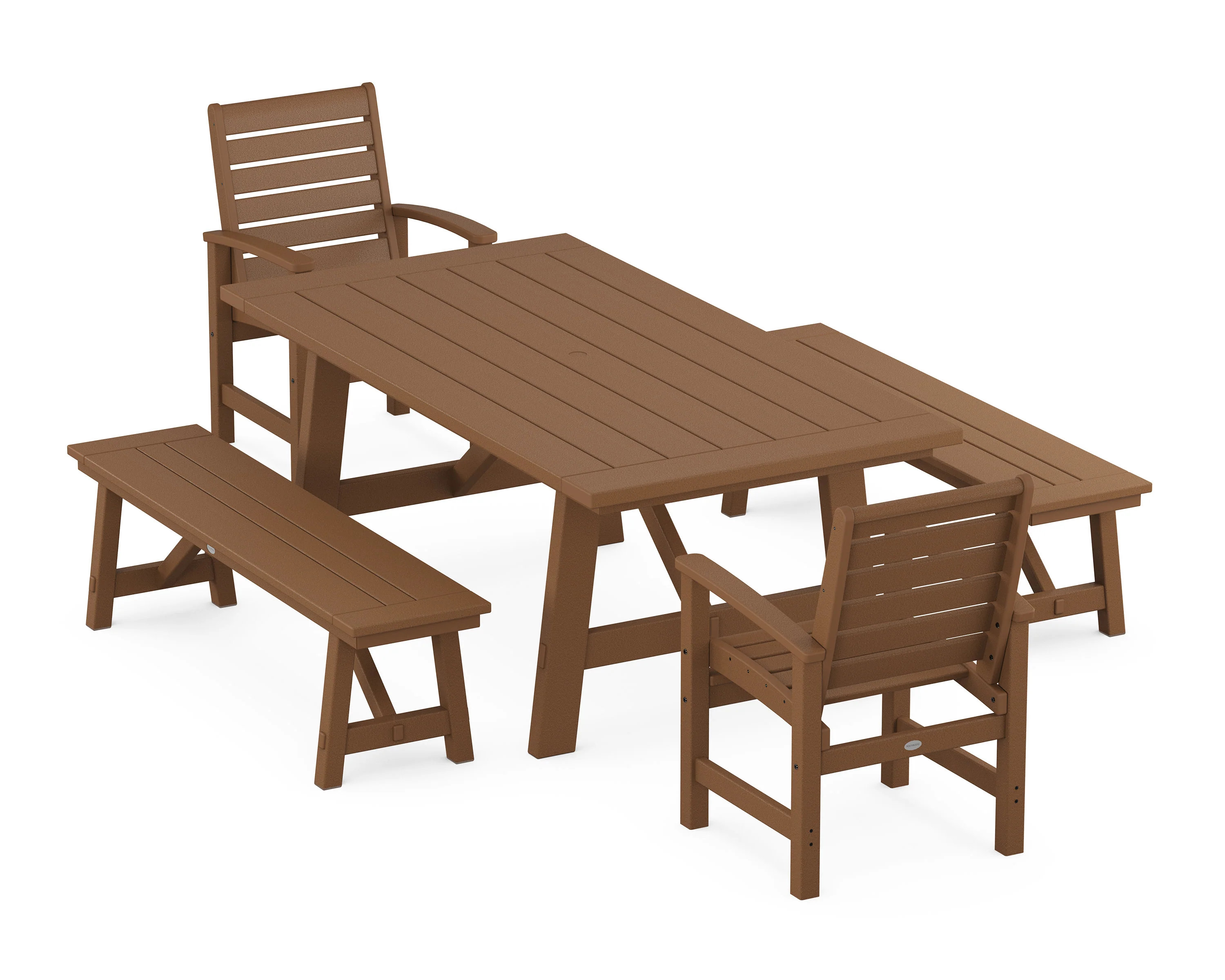Signature 5-Piece Rustic Farmhouse Dining Set With Benches - Image 8