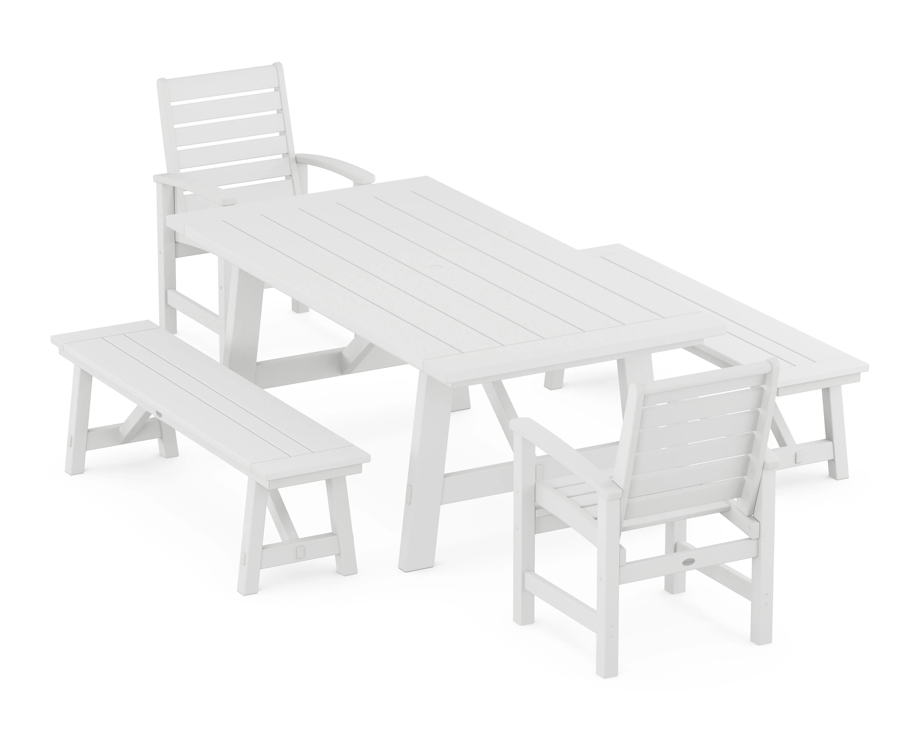 Signature 5-Piece Rustic Farmhouse Dining Set With Benches - Image 9