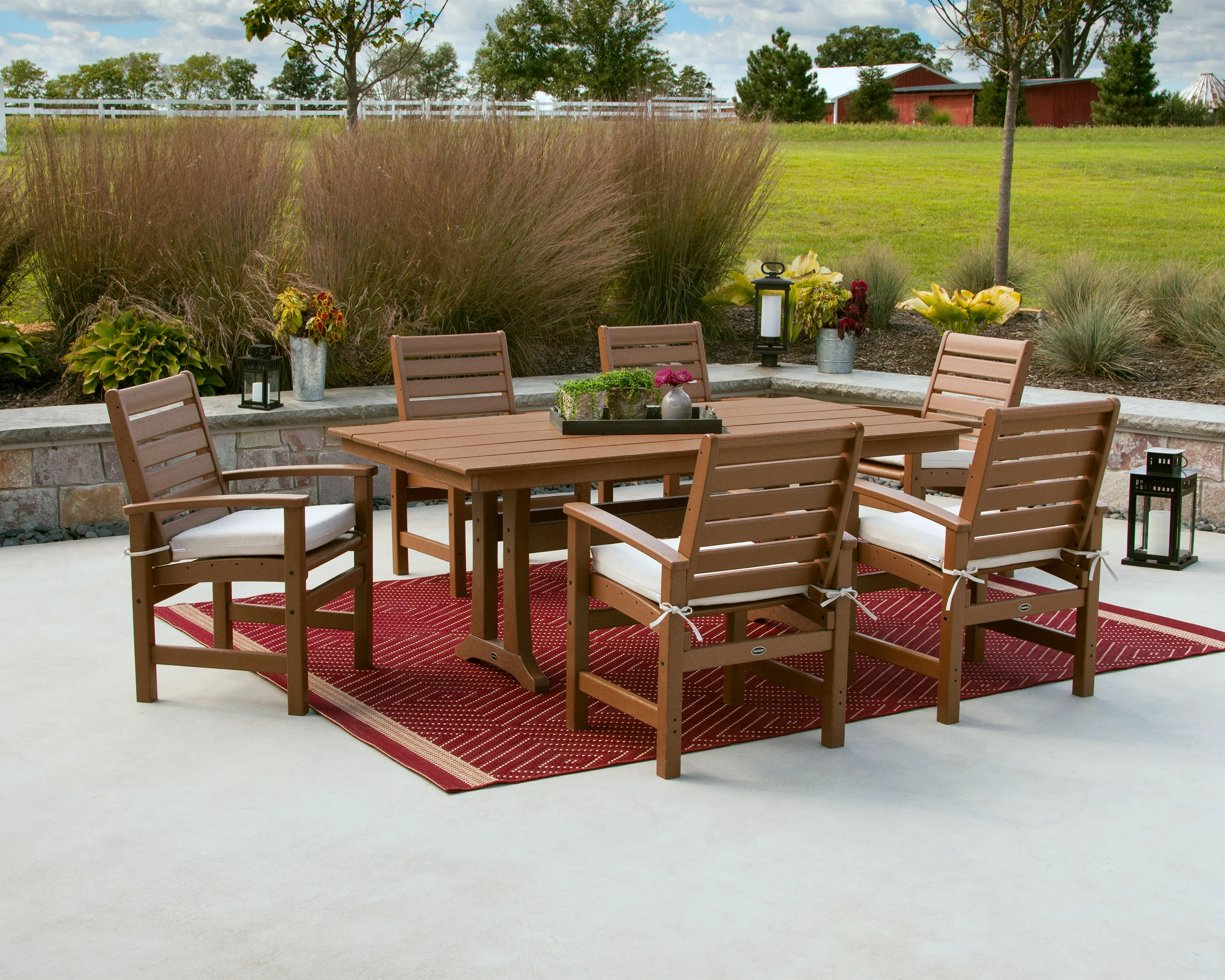 Signature 7-Piece Farmhouse Dining Set with Trestle Legs - Image 3