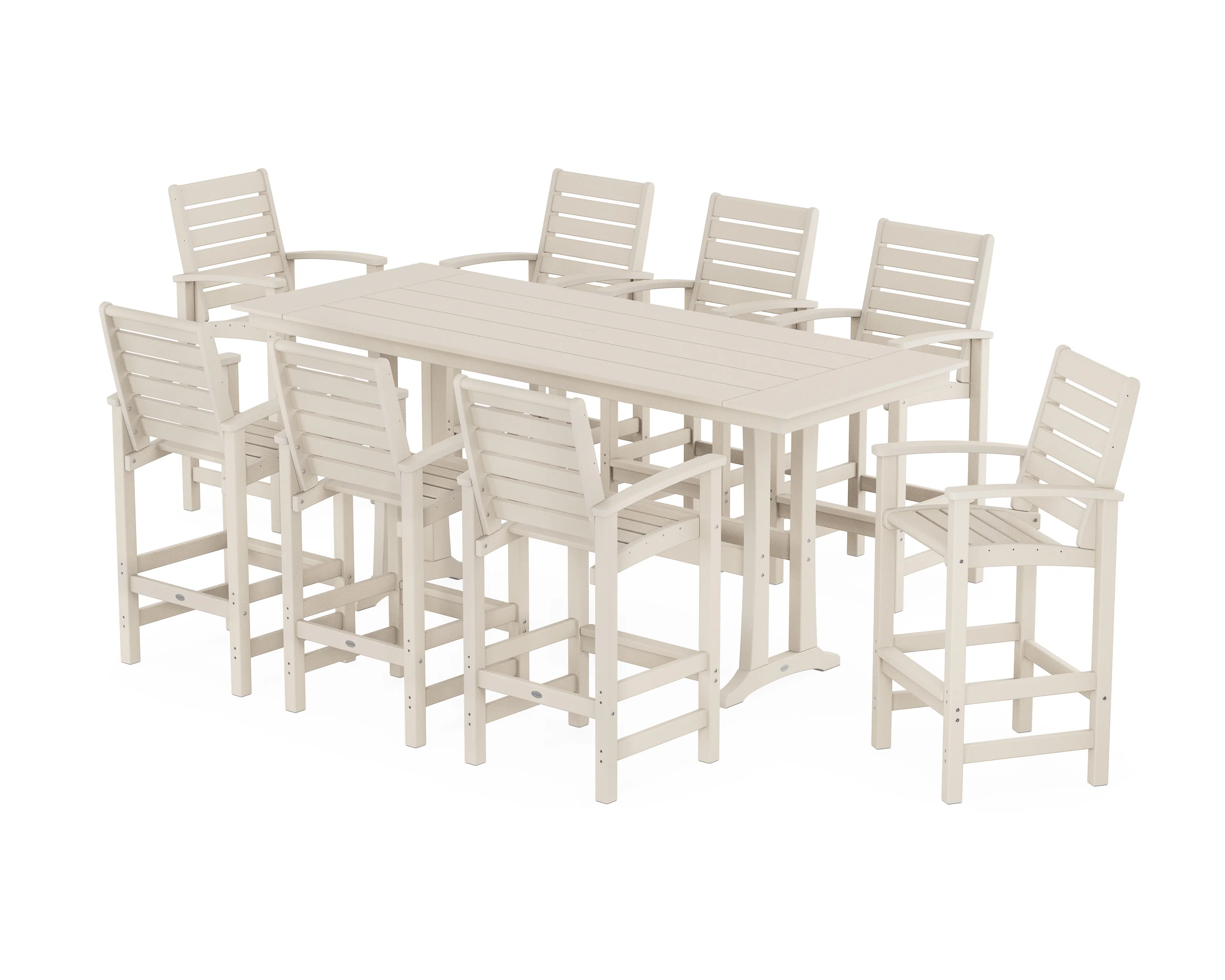 Signature 9-Piece Farmhouse Bar Set with Trestle Legs - Image 5