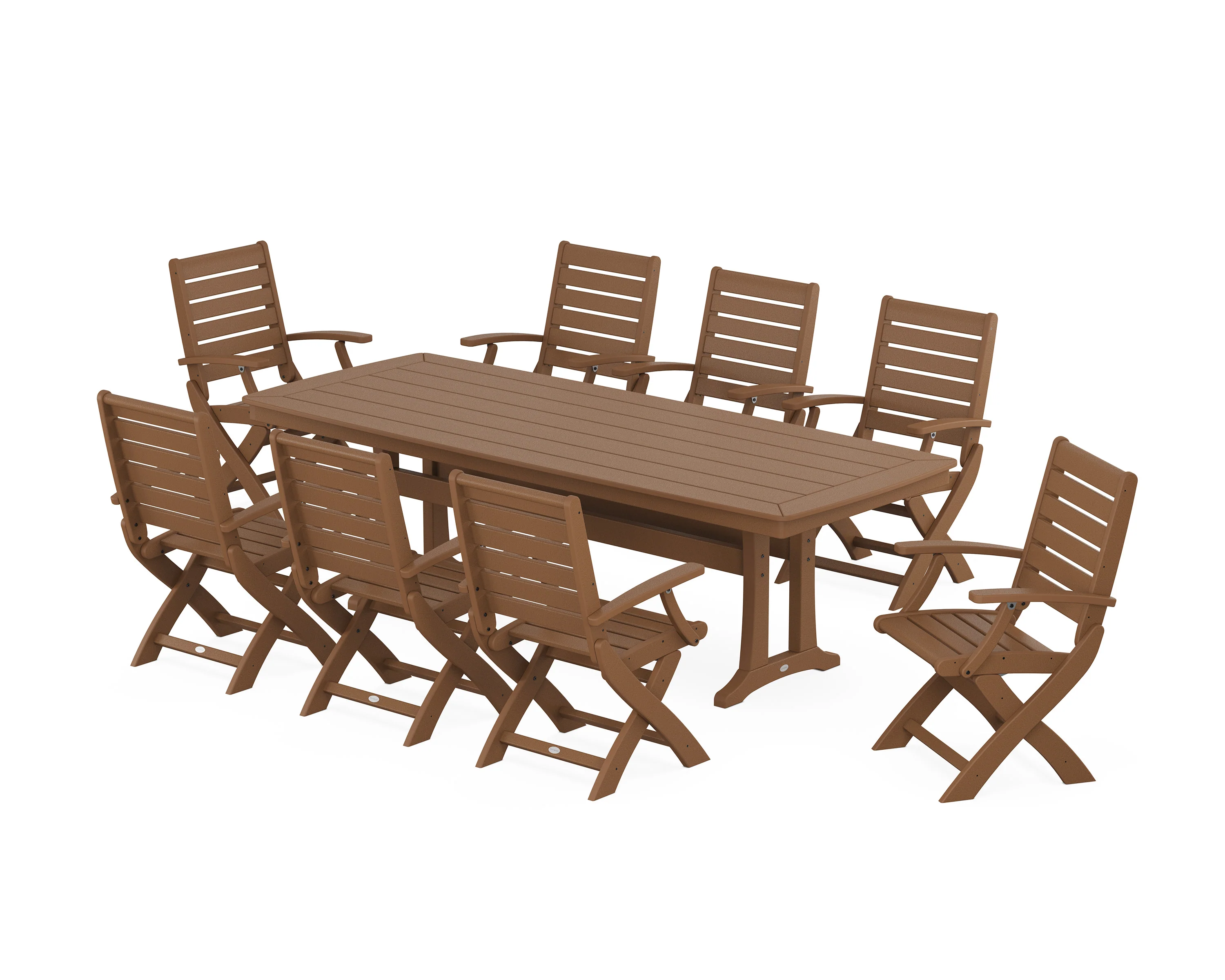 Signature Folding 9-Piece Dining Set with Trestle Legs - Image 5