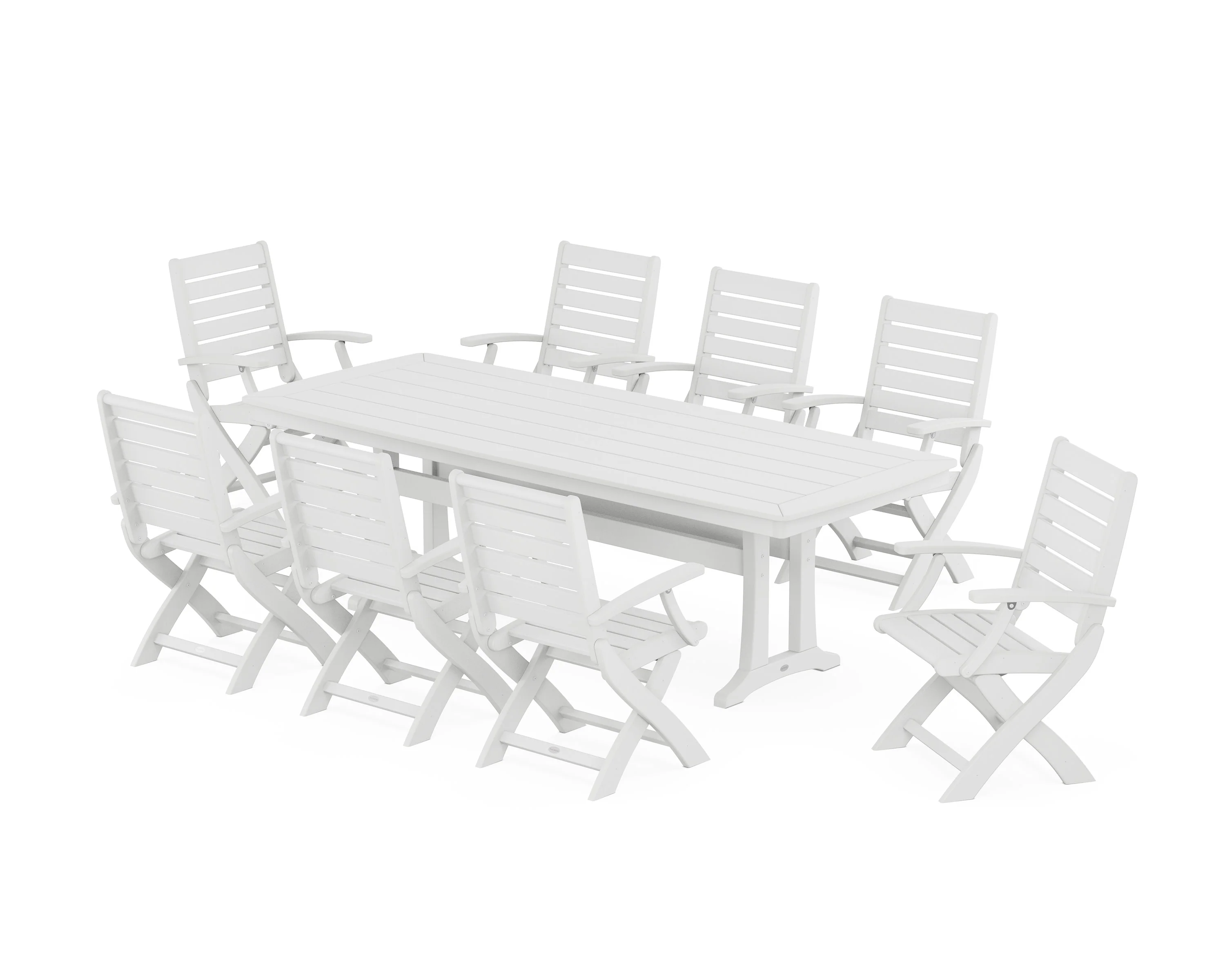 Signature Folding 9-Piece Dining Set with Trestle Legs - Image 6