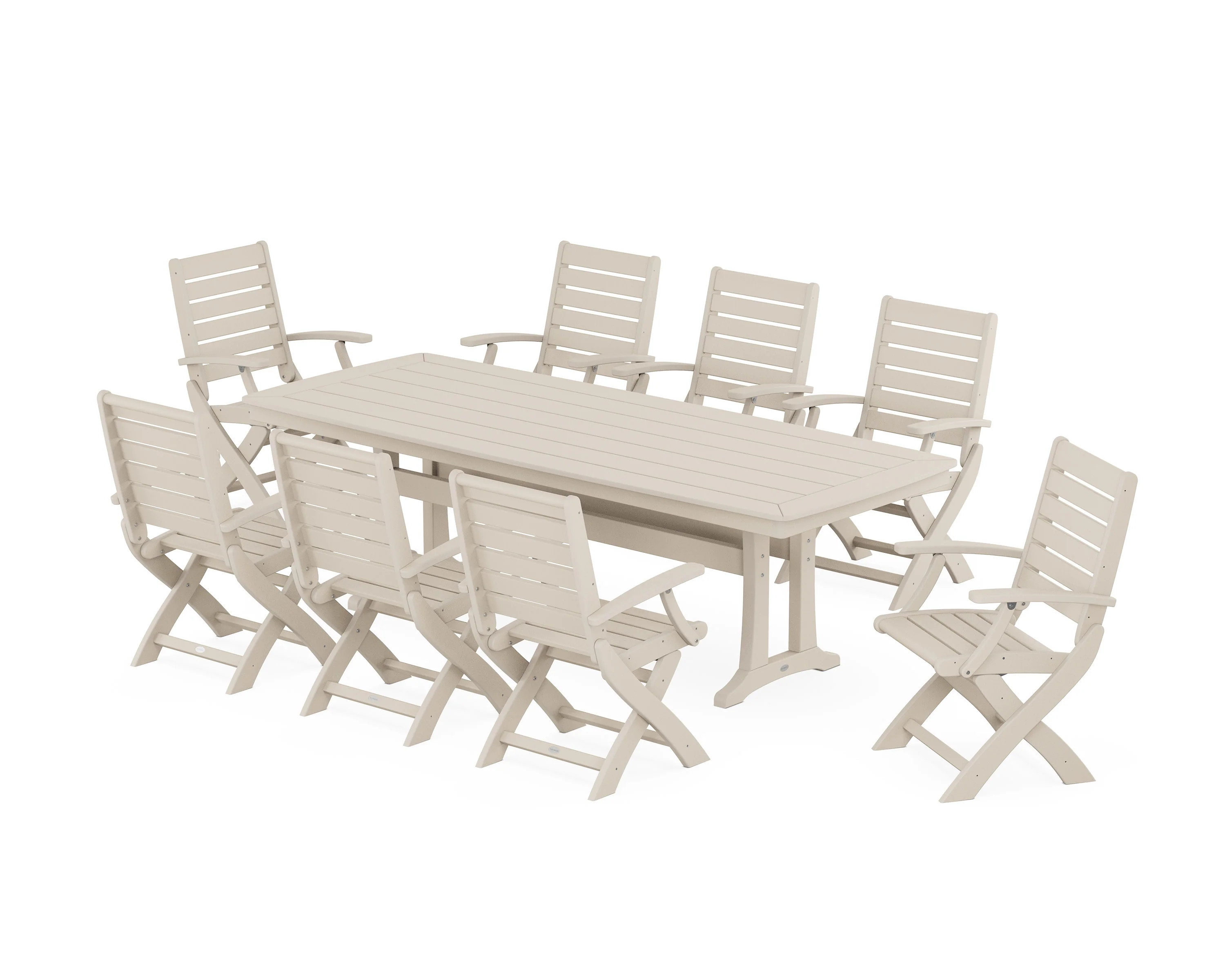 Signature Folding 9-Piece Dining Set with Trestle Legs - Image 7