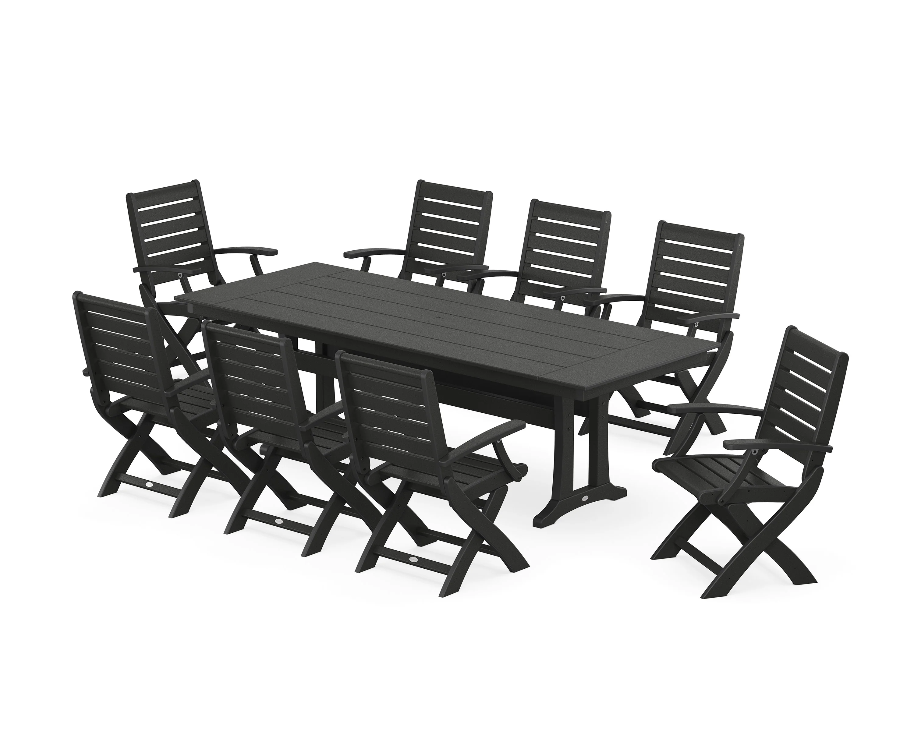 Signature Folding 9-Piece Farmhouse Trestle Dining Set with Trestle Legs - Image 4