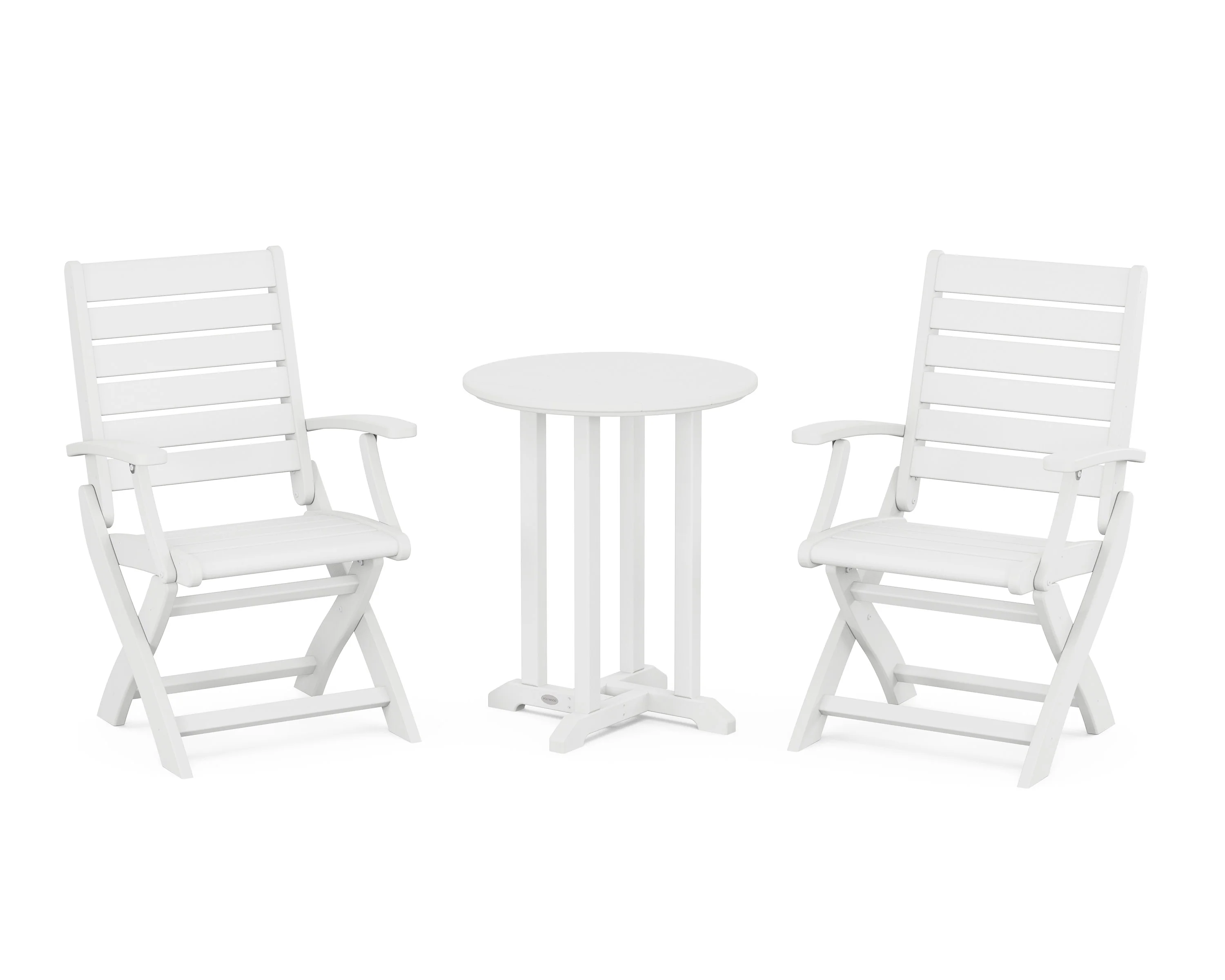 Signature Folding Chair 3-Piece Round Farmhouse Bistro Dining Set - Image 5