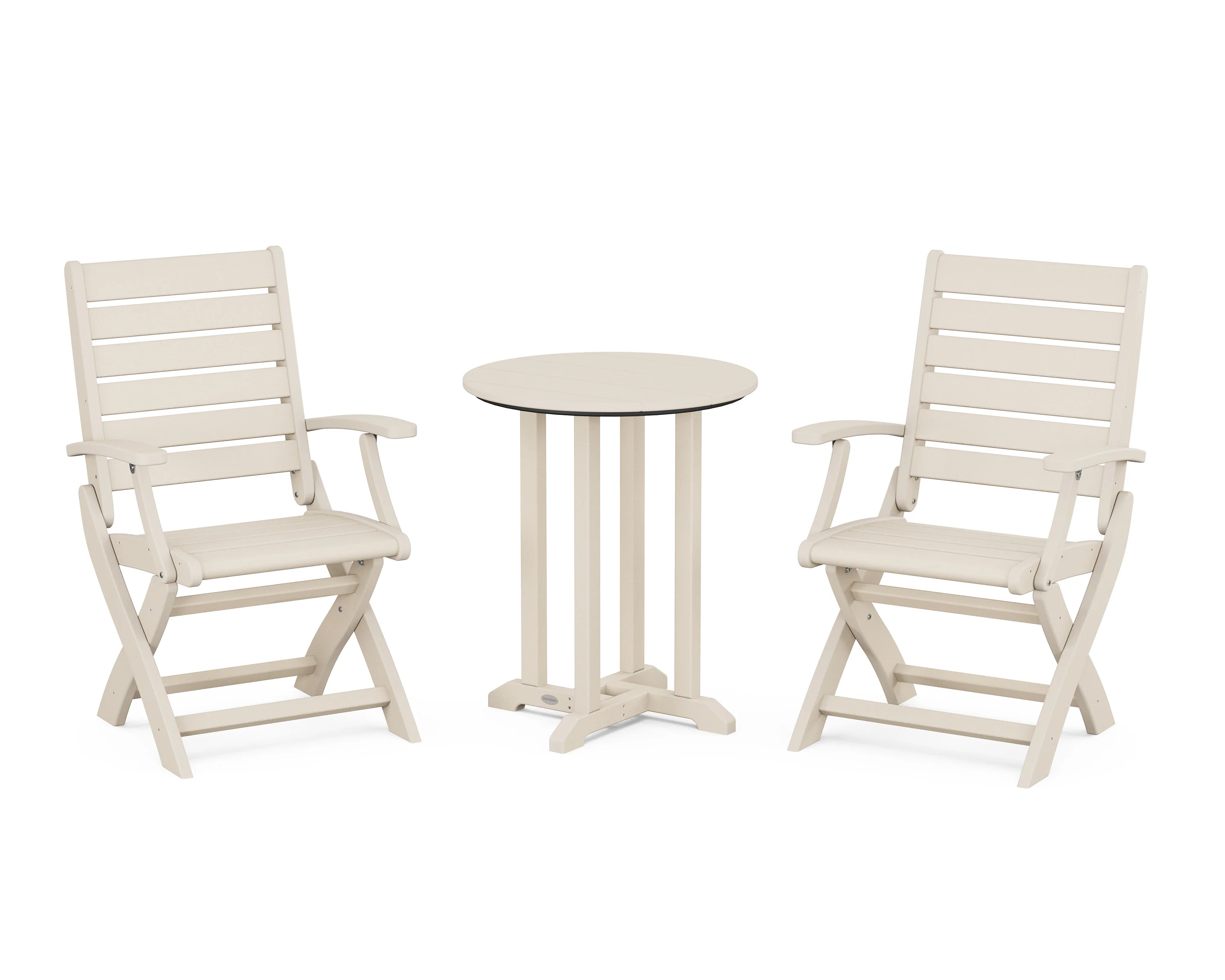 Signature Folding Chair 3-Piece Round Farmhouse Bistro Dining Set - Image 6
