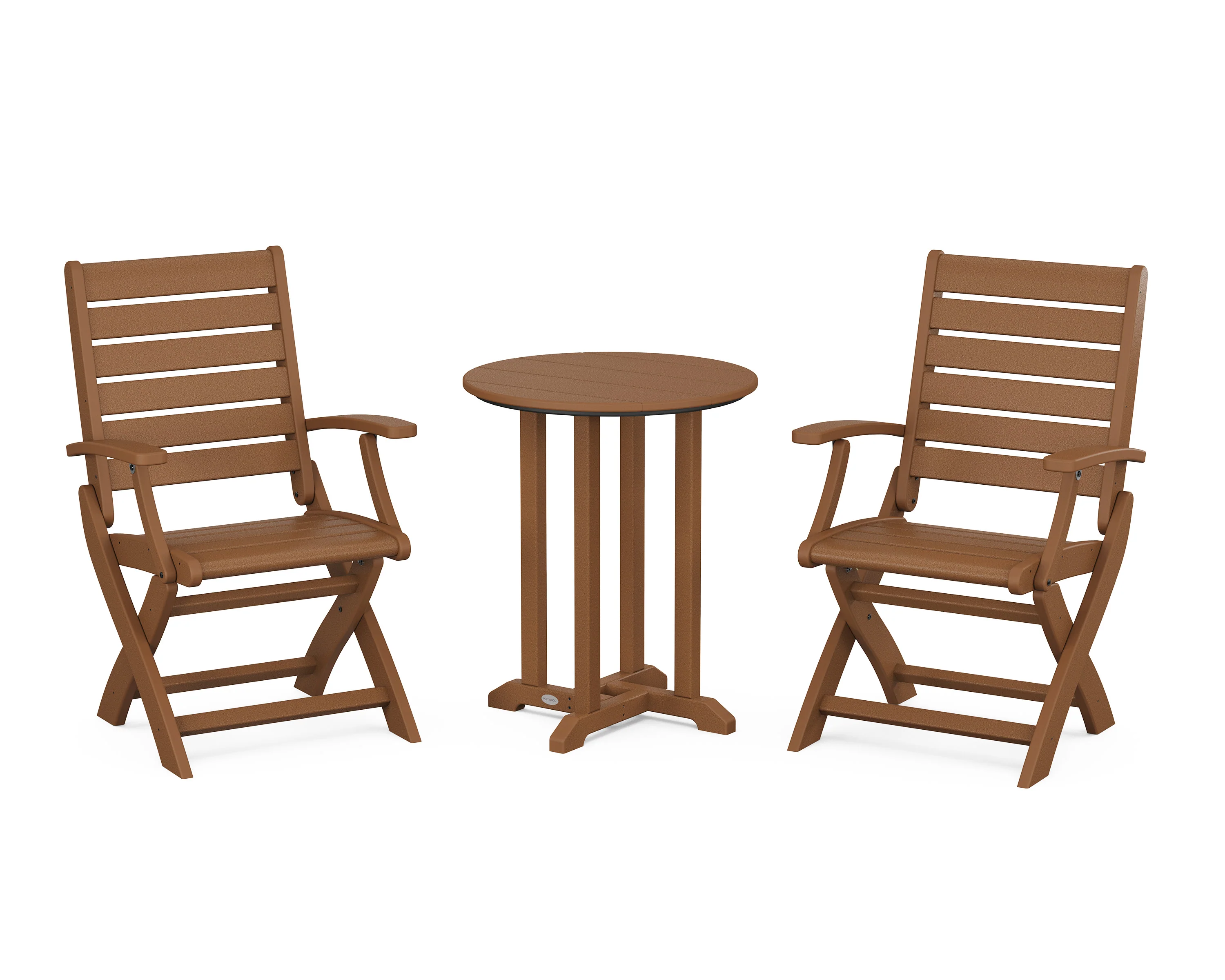 Signature Folding Chair 3-Piece Round Farmhouse Bistro Dining Set - Image 7