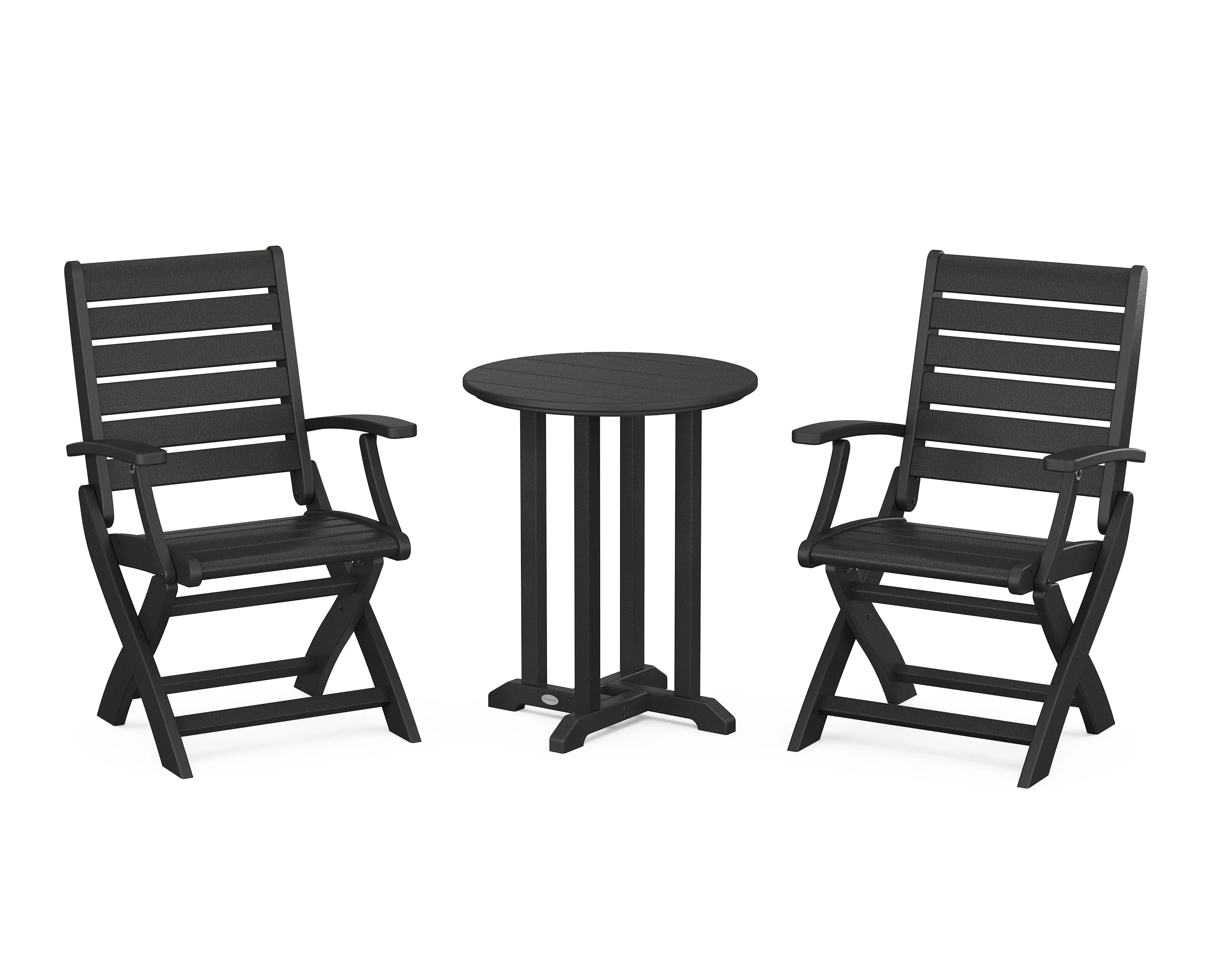 Signature Folding Chair 3-Piece Round Farmhouse Bistro Dining Set - Image 8