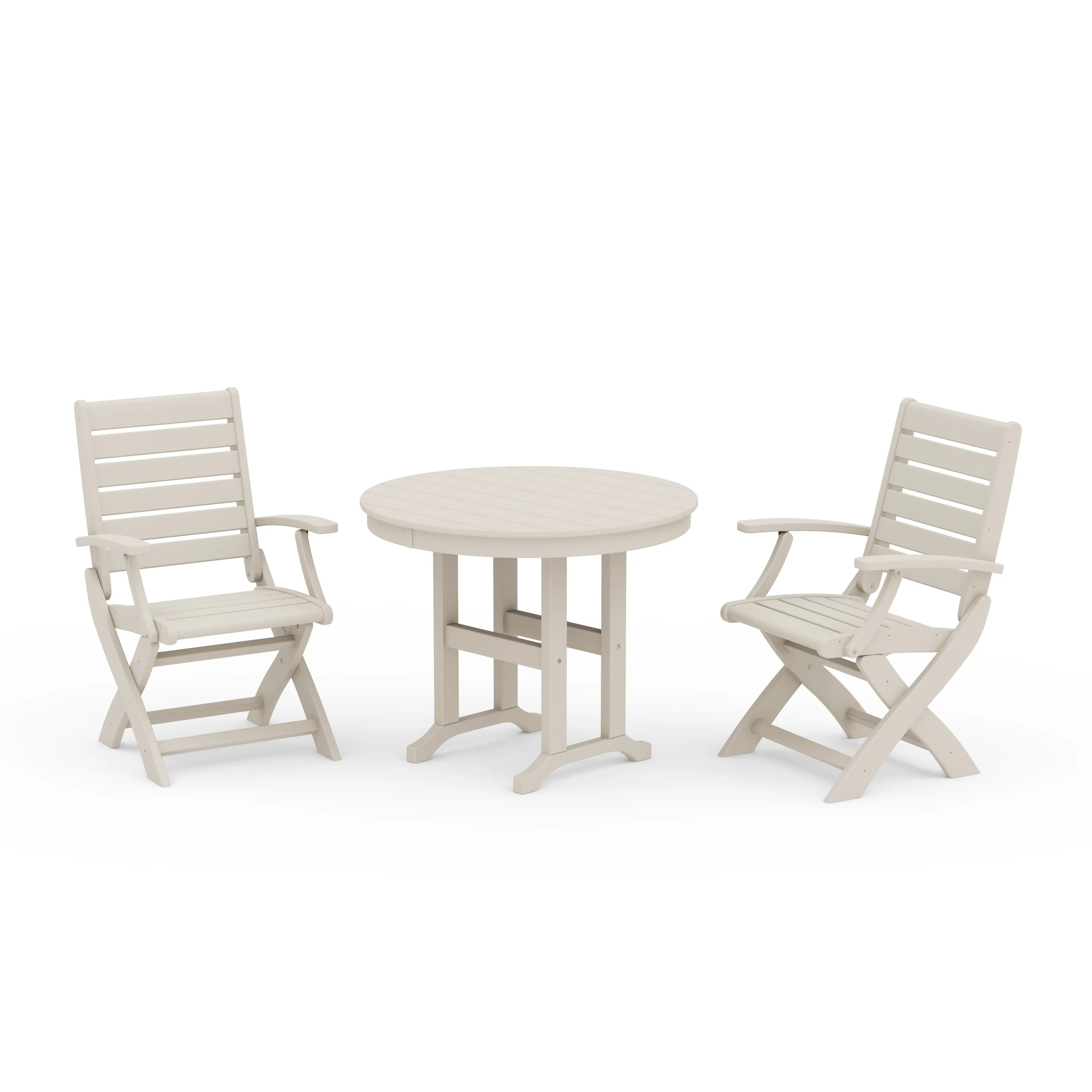 Signature Folding Chair 3-Piece Round Farmhouse Dining Set - Image 4