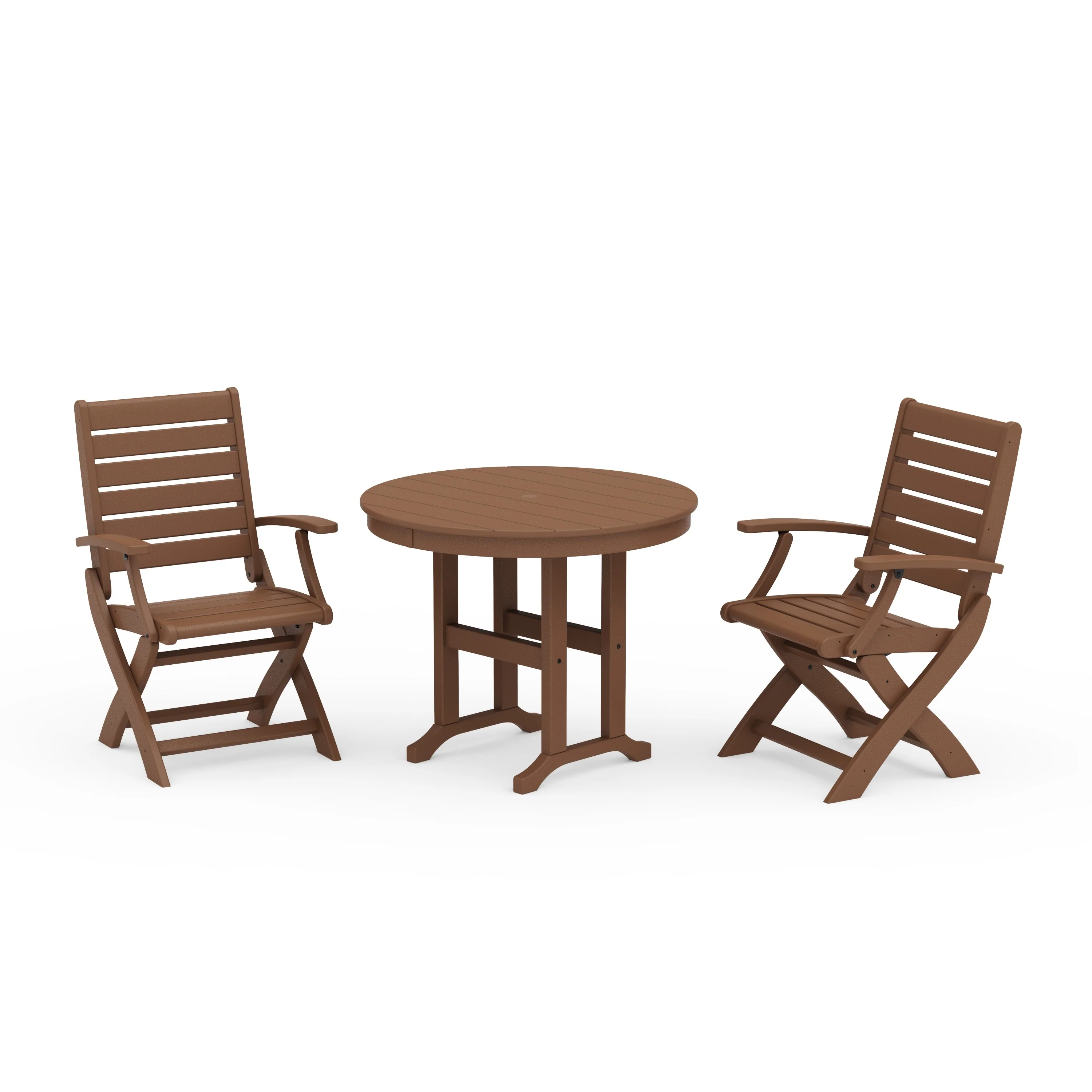 Signature Folding Chair 3-Piece Round Farmhouse Dining Set - Image 6