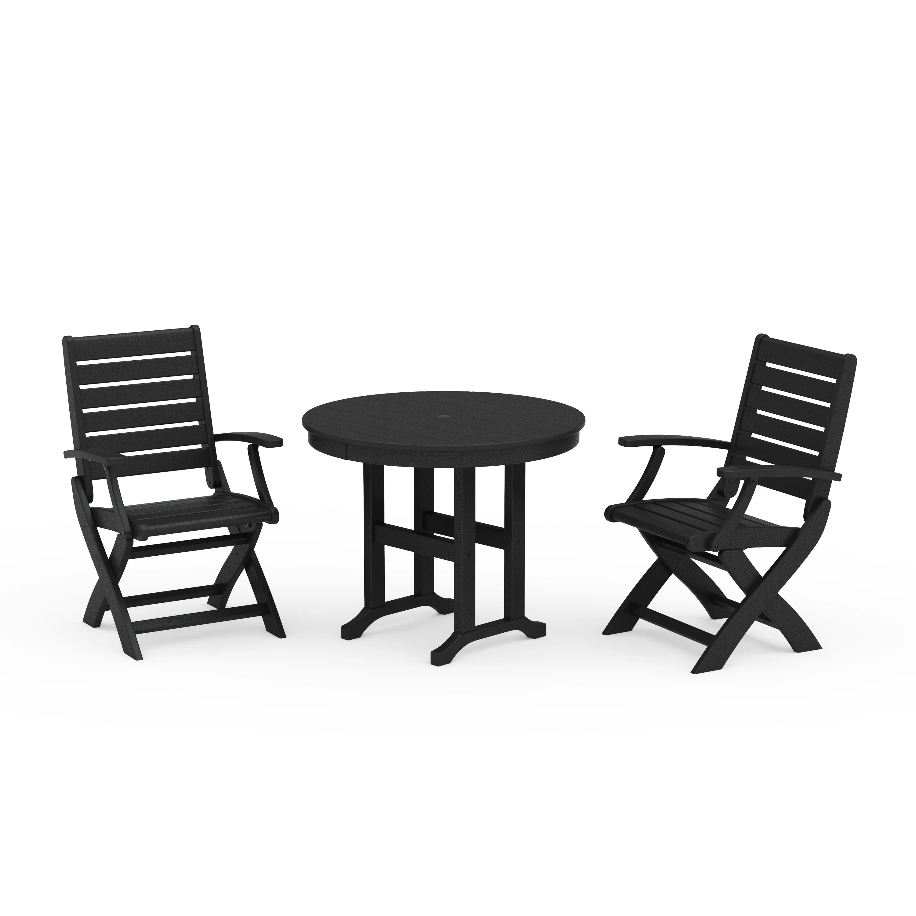 Signature Folding Chair 3-Piece Round Farmhouse Dining Set - Image 7