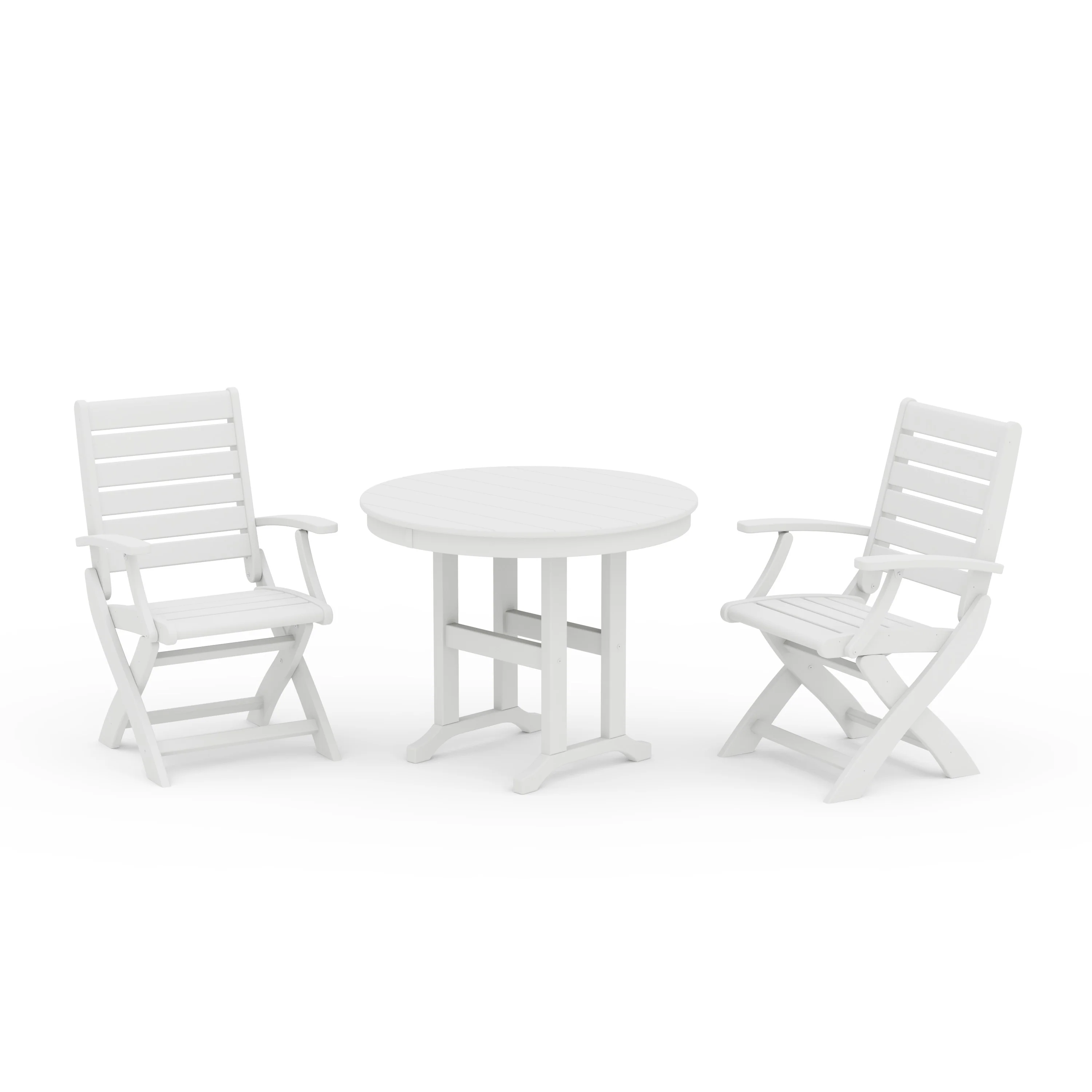 Signature Folding Chair 3-Piece Round Farmhouse Dining Set - Image 8