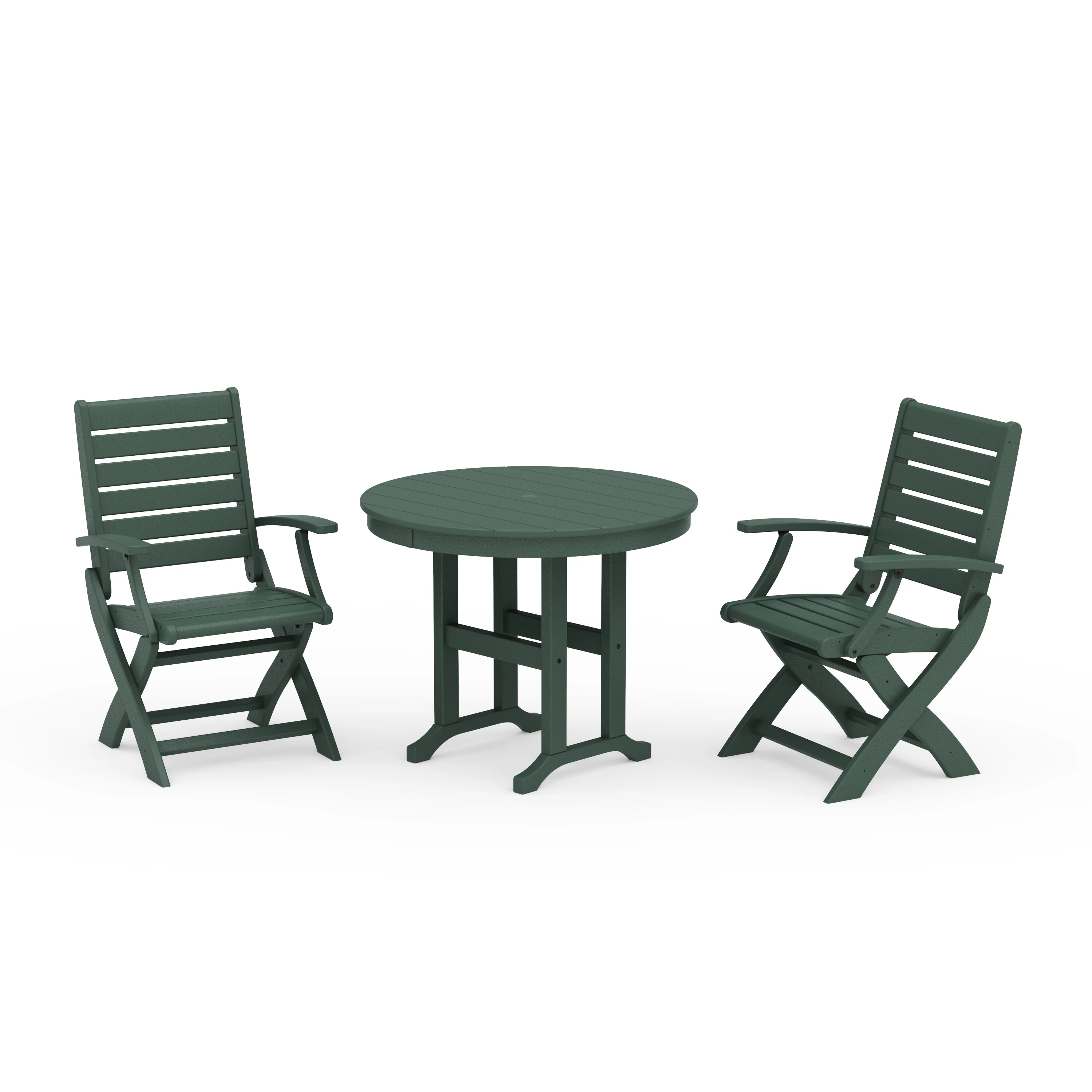 Signature Folding Chair 3-Piece Round Farmhouse Dining Set - Image 9