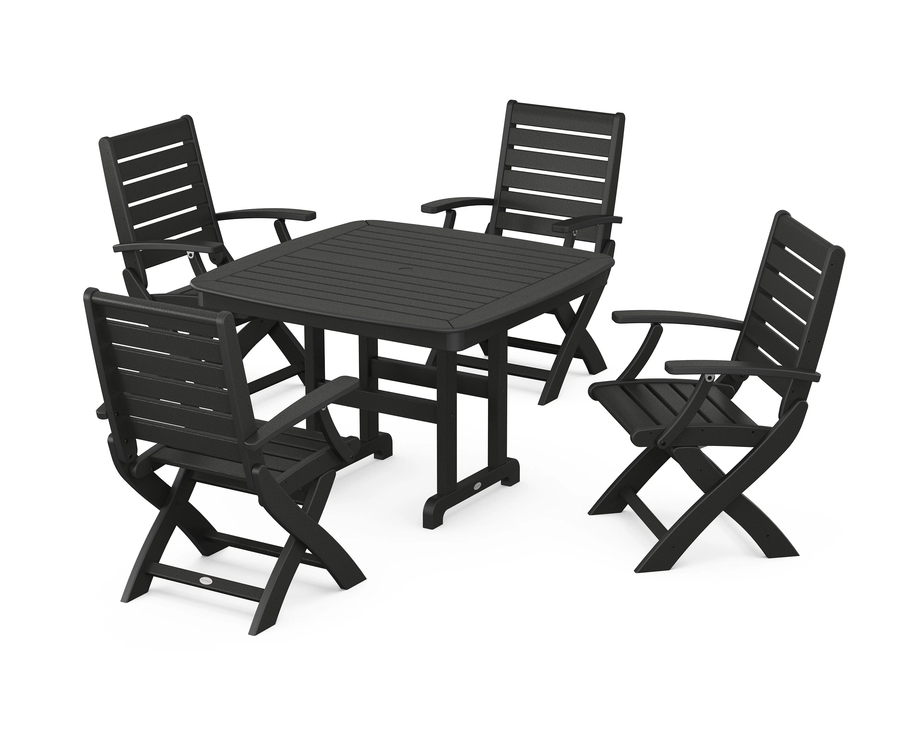 Signature Folding Chair 5-Piece Dining Set with Trestle Legs - Image 4
