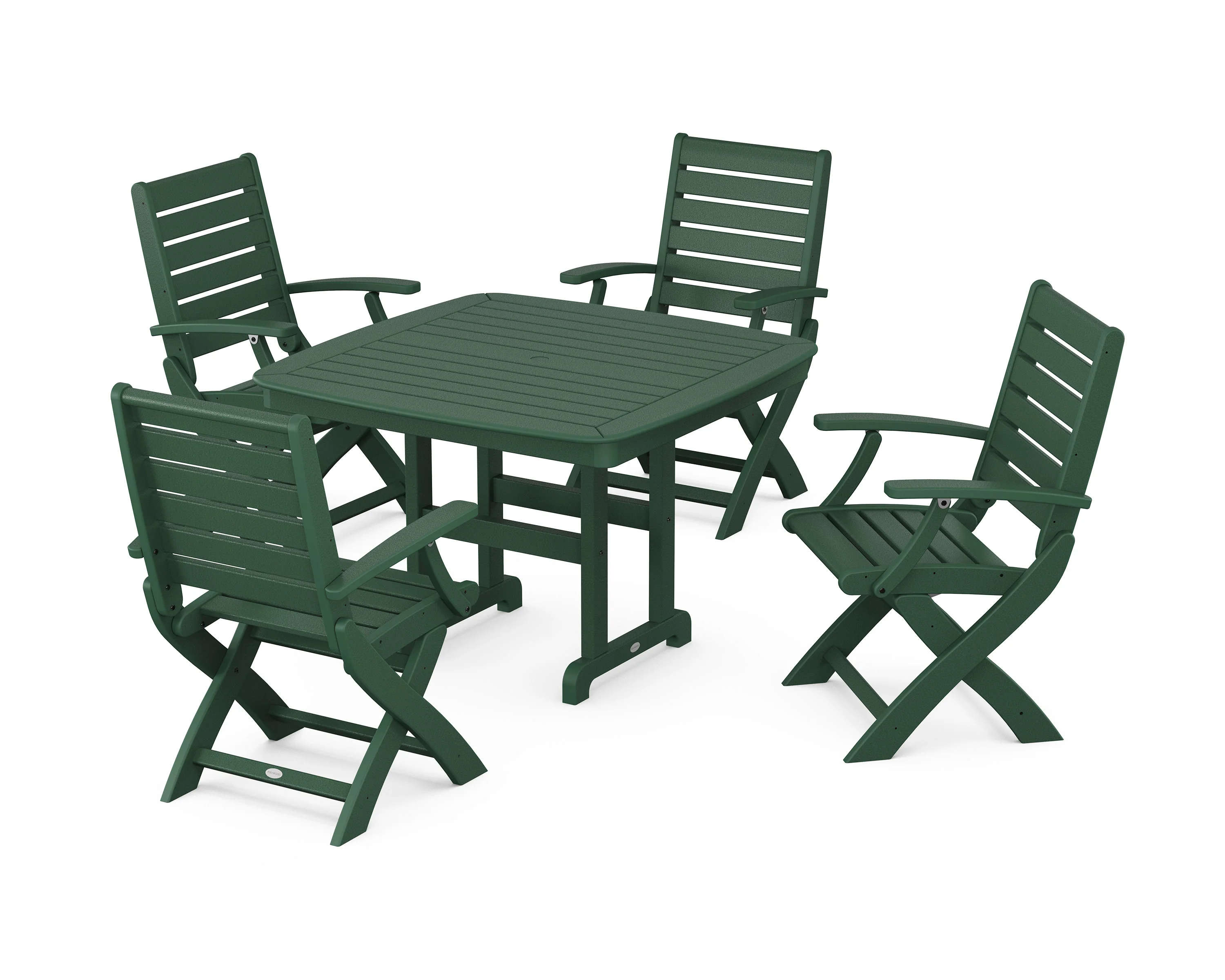 Signature Folding Chair 5-Piece Dining Set with Trestle Legs - Image 5