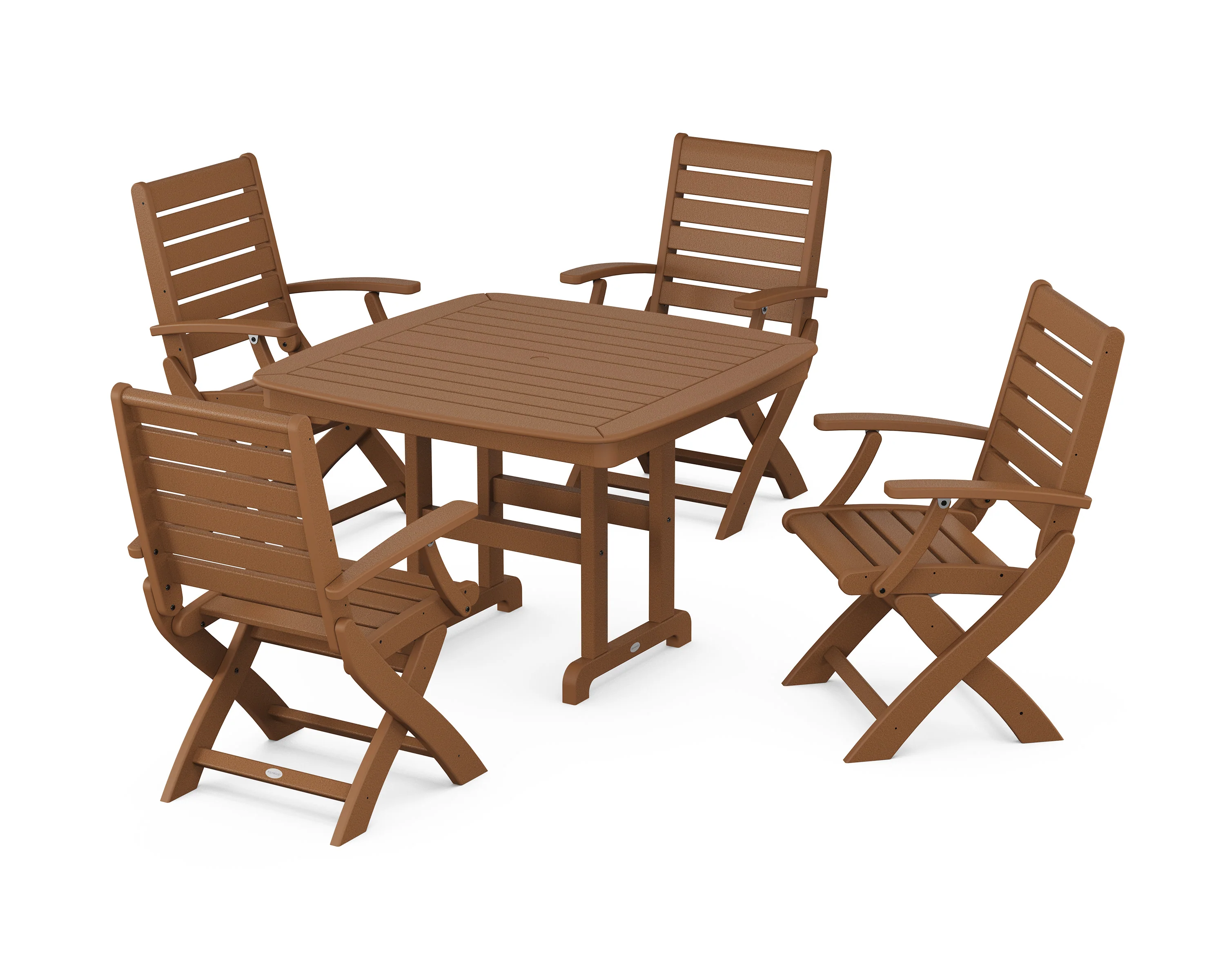 Signature Folding Chair 5-Piece Dining Set with Trestle Legs - Image 6