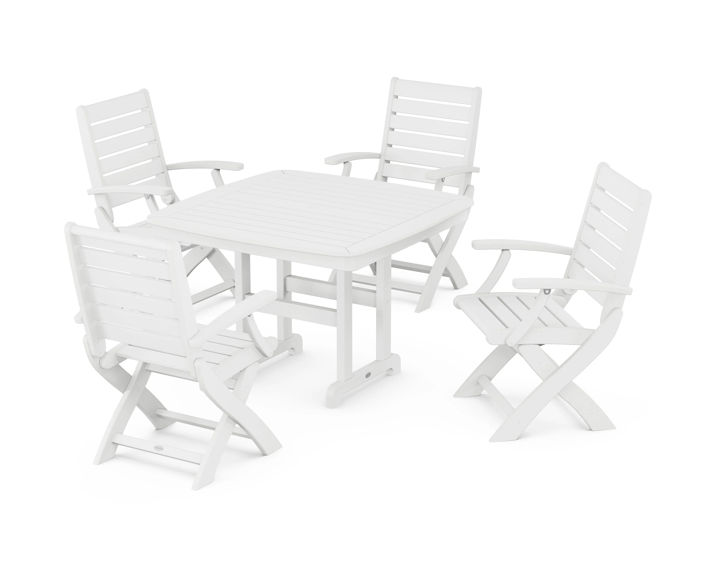 Signature Folding Chair 5-Piece Dining Set with Trestle Legs - Image 7
