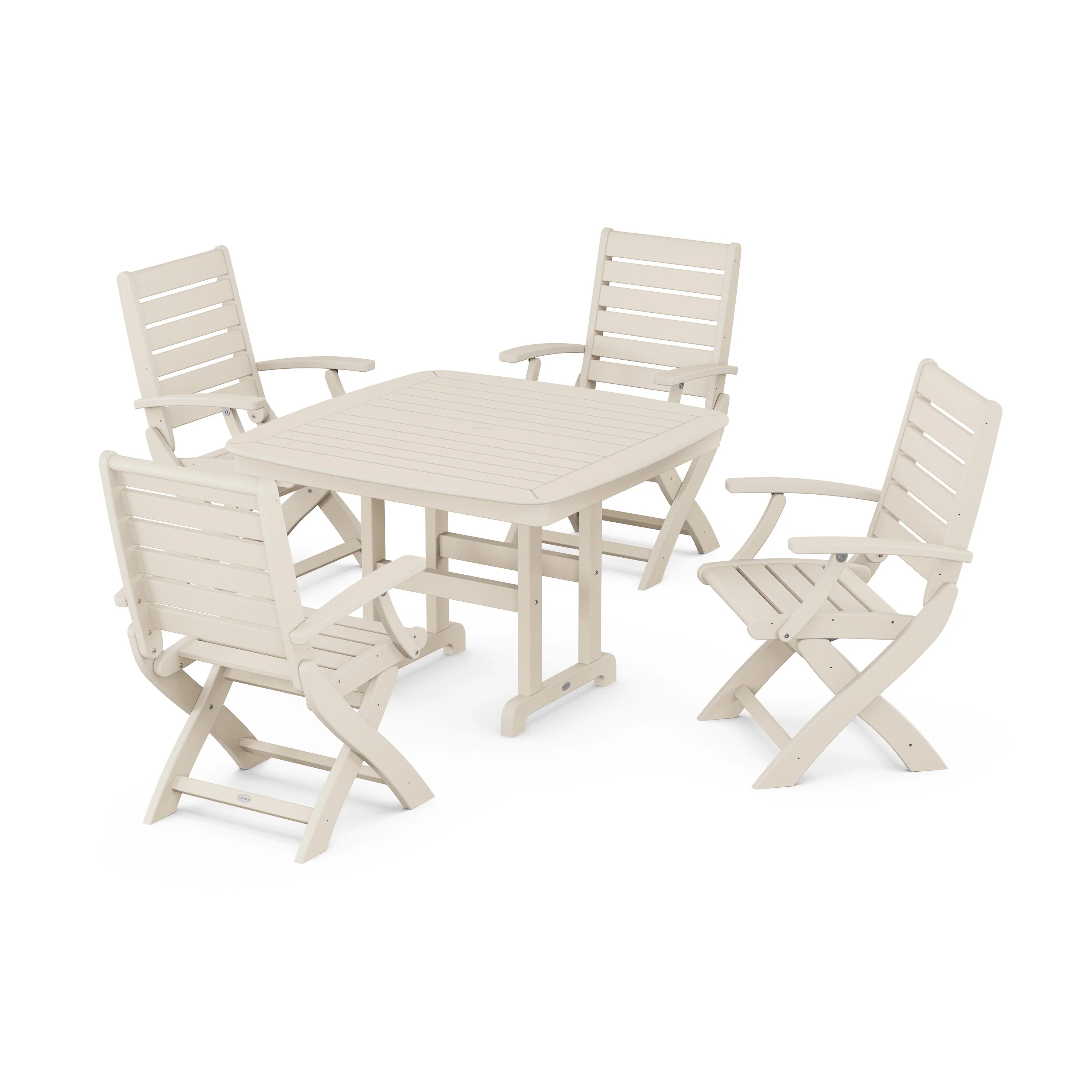 Signature Folding Chair 5-Piece Dining Set with Trestle Legs - Image 9